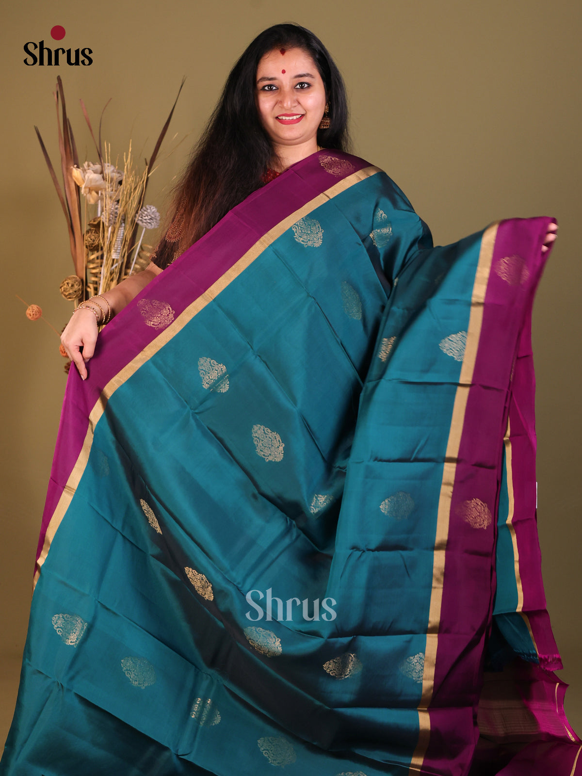 Blue & Purple- Softsilk-halfpure Saree