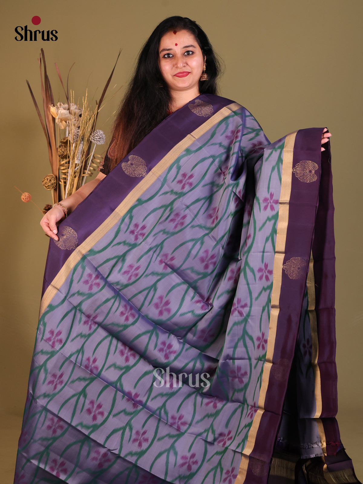 Lavender & Violet- Softsilk-halfpure Saree - Shop on Shrus.com