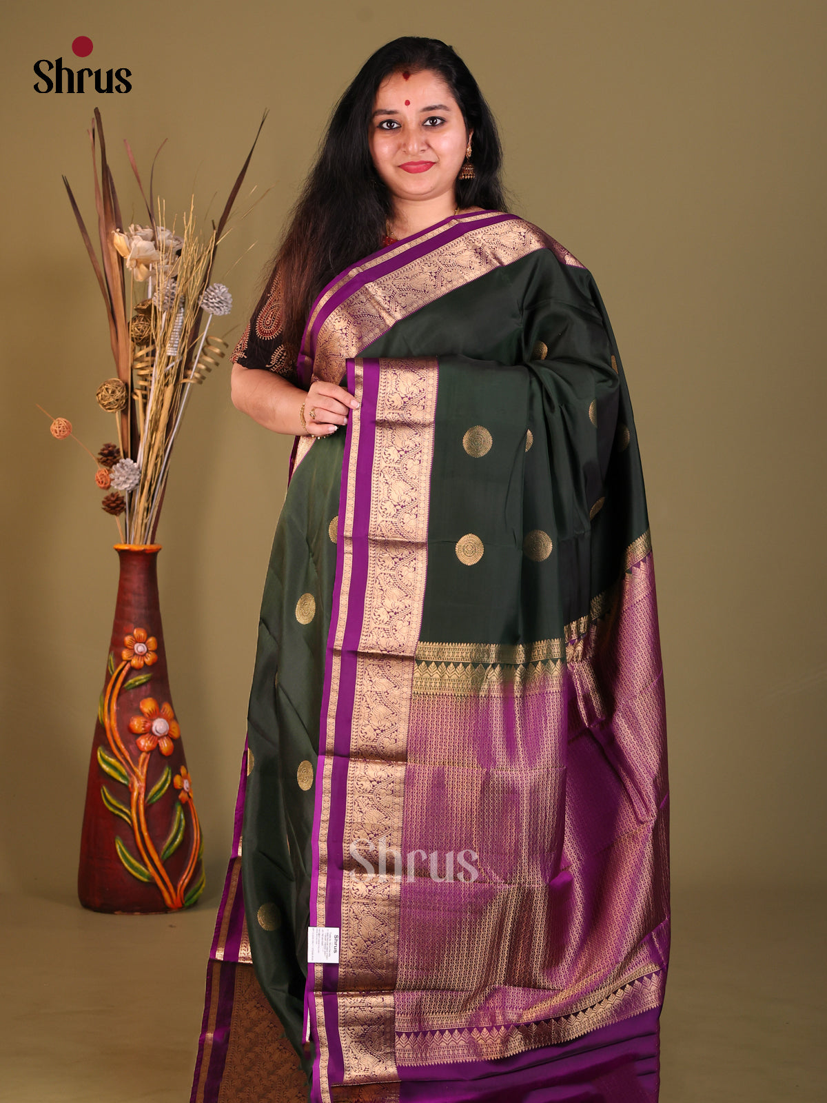 Green & Purple - Softsilk-halfpure Saree - Shop on Shrus.com