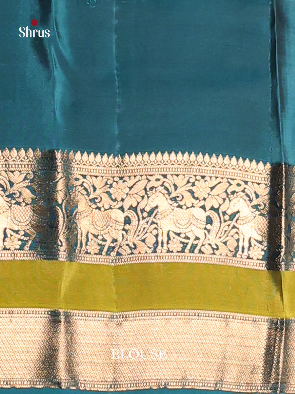 Grey & Blue Softsilk-halfpure Saree with contrast Rettaipet zari border - Shop on Shrus.com