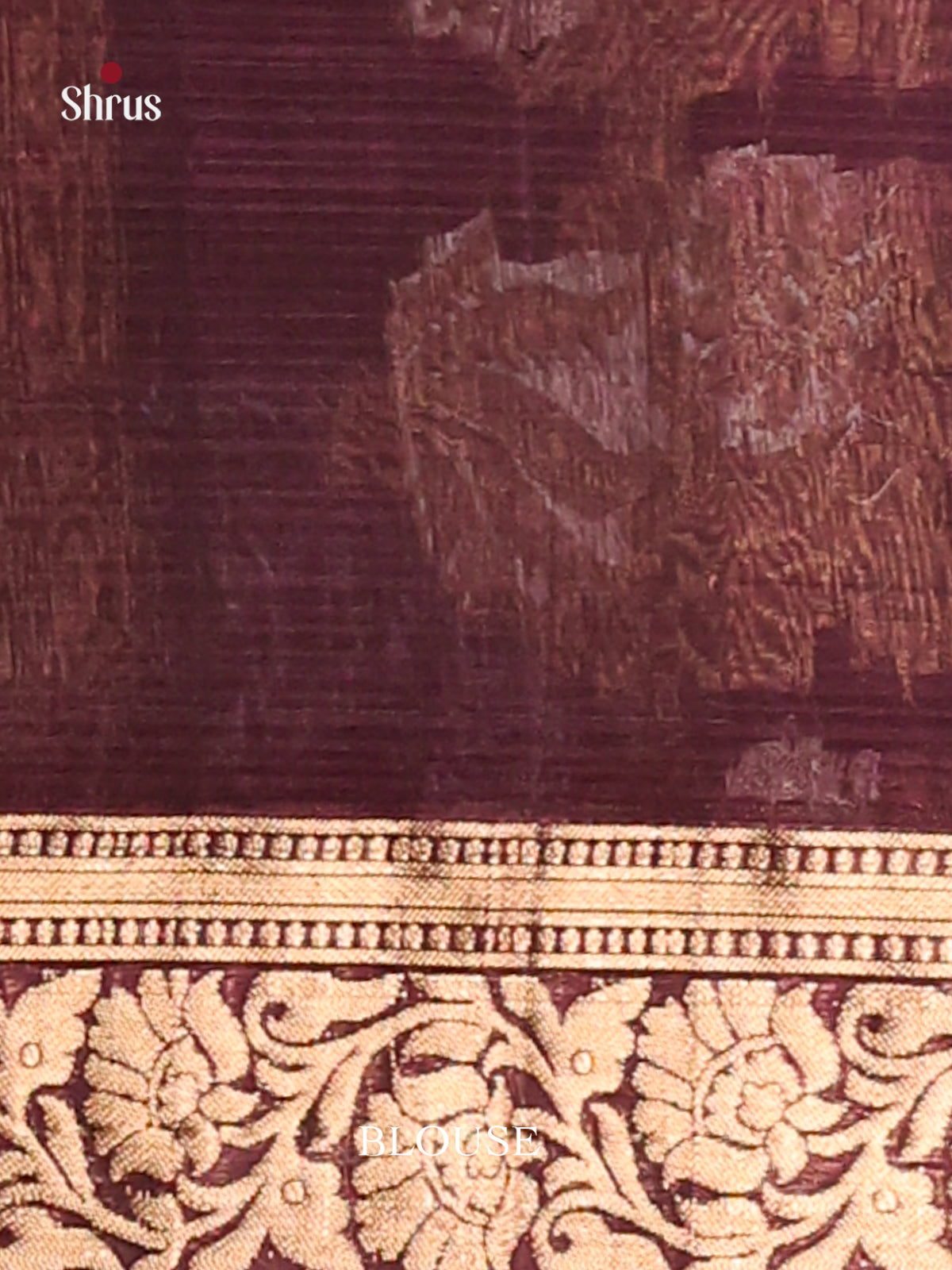 Blue & Brown Silk Cotton Saree with gold zari floral Buttas -1