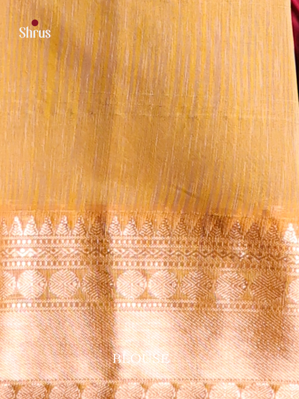 Purple & Beige Silk Cotton Saree with zari floral buttas -1