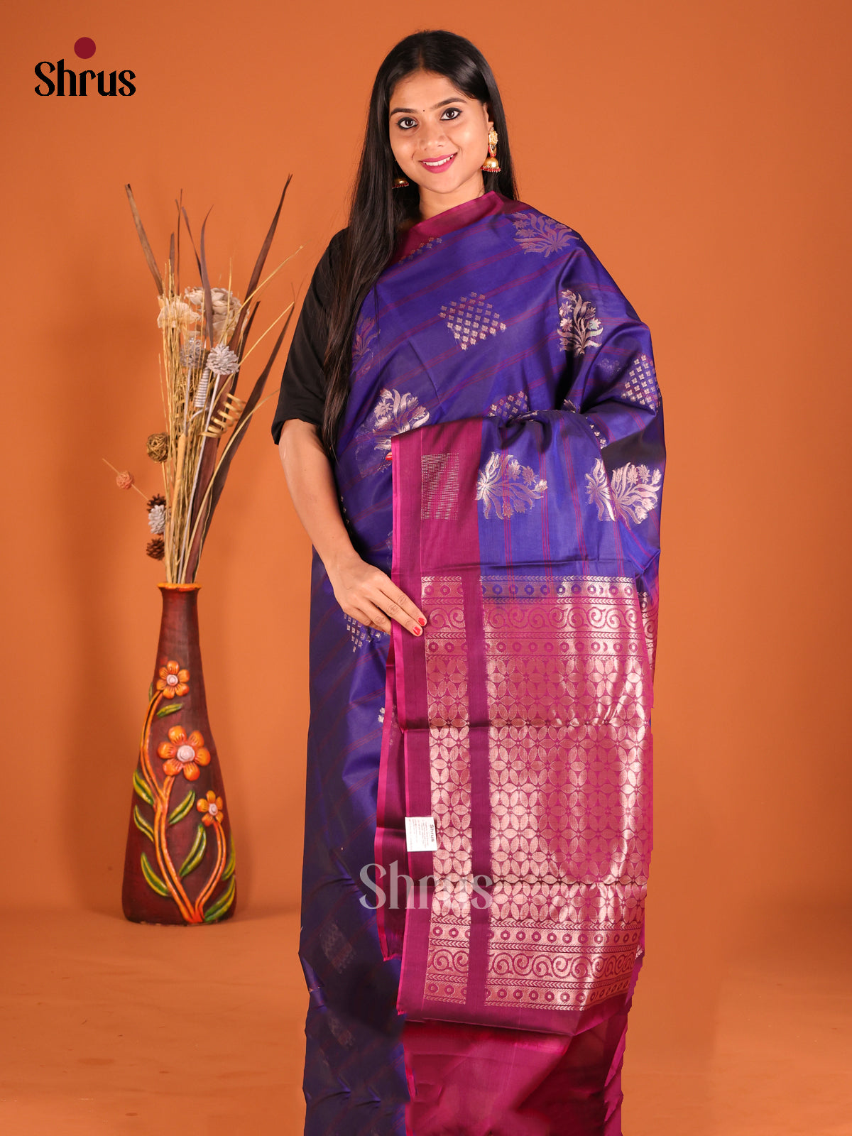 Purple and pink designed keerthanai Silk Cotton Saree