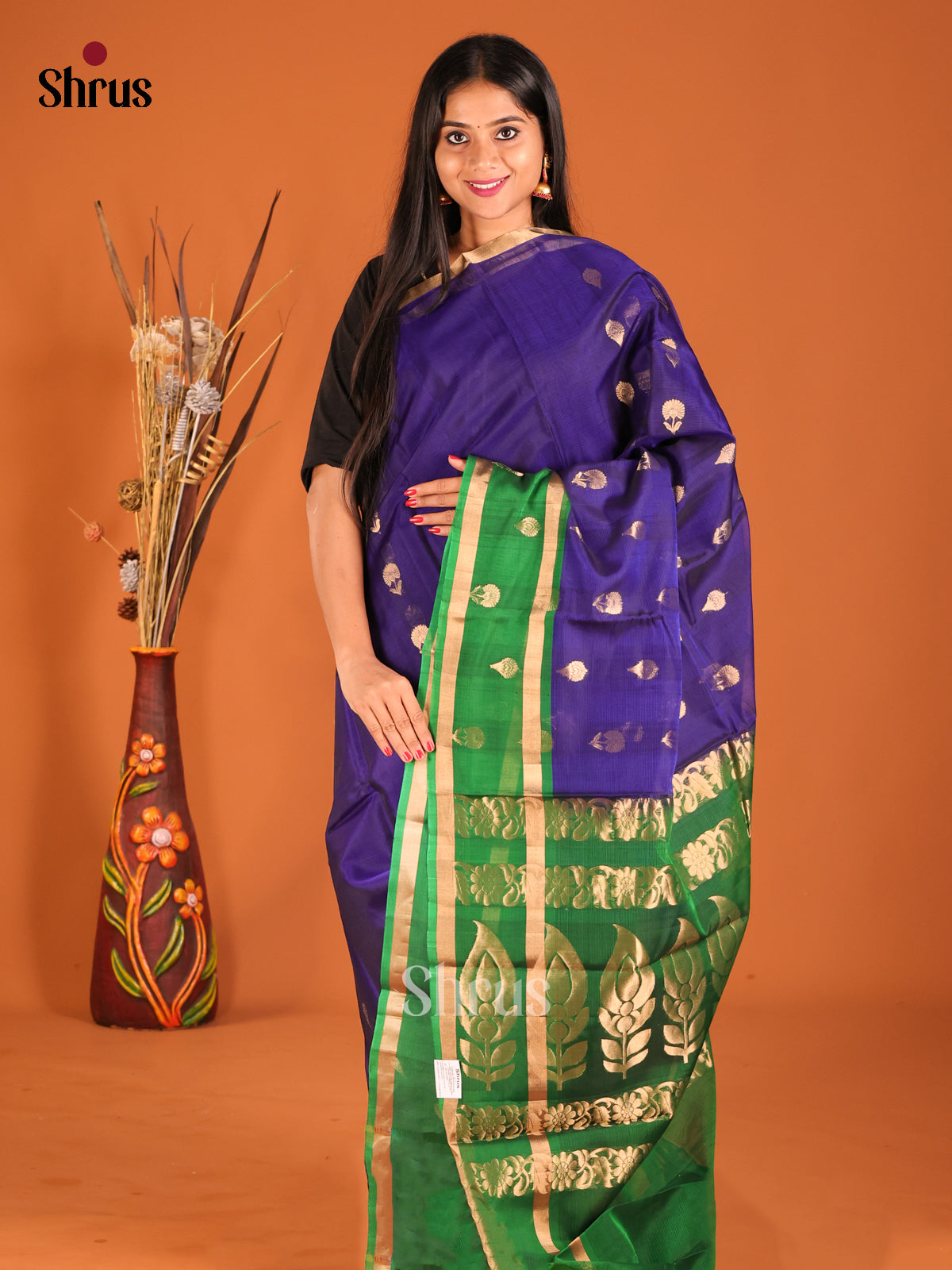 DHS01111 - Silk Cotton Saree - Shop on Shrus.com