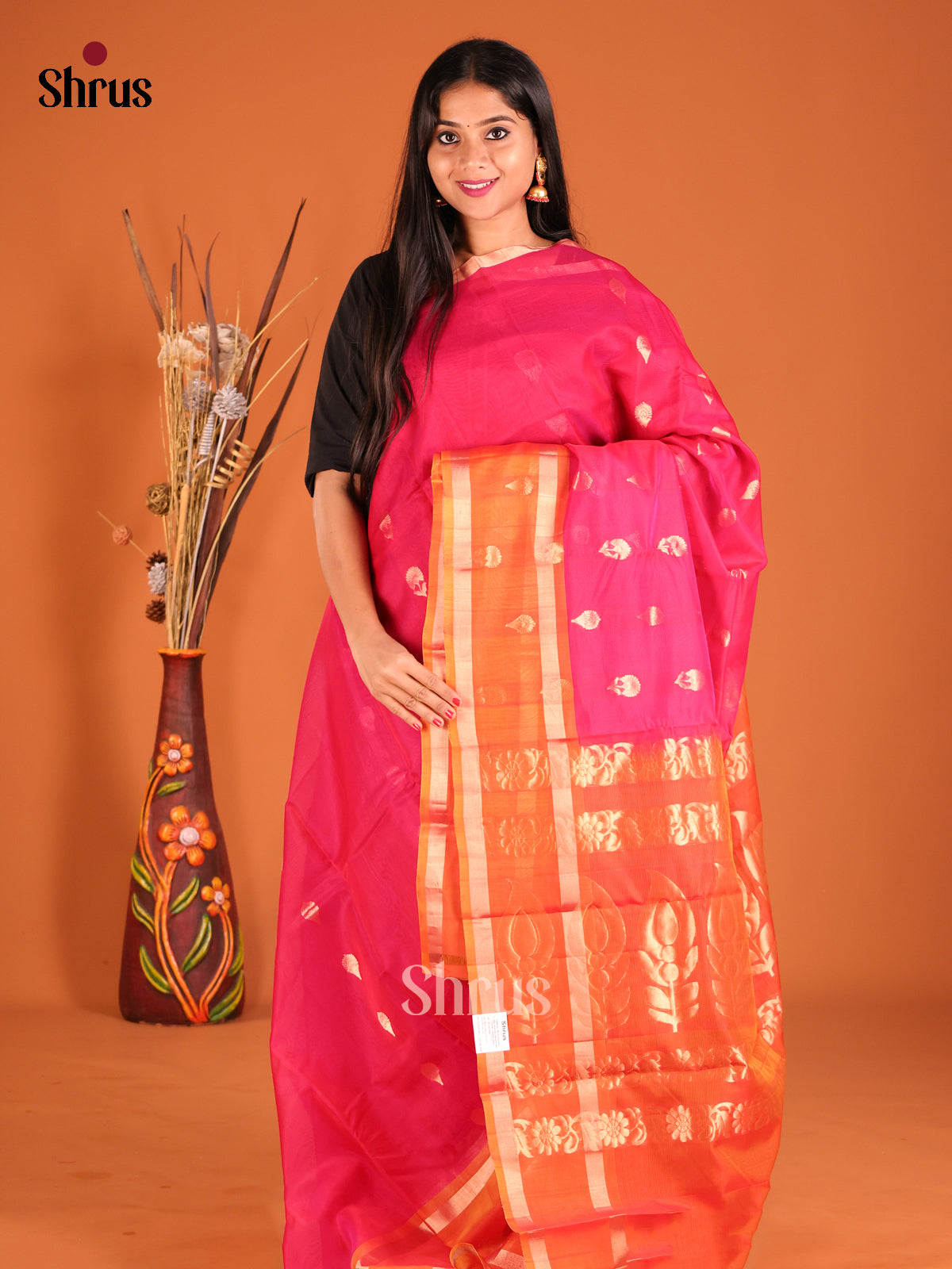 pink and orange keerthanai Silk Cotton Saree