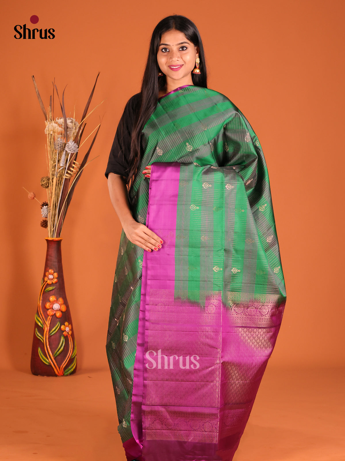 DHS01120 - Soft Silk Saree - Shop on Shrus.com