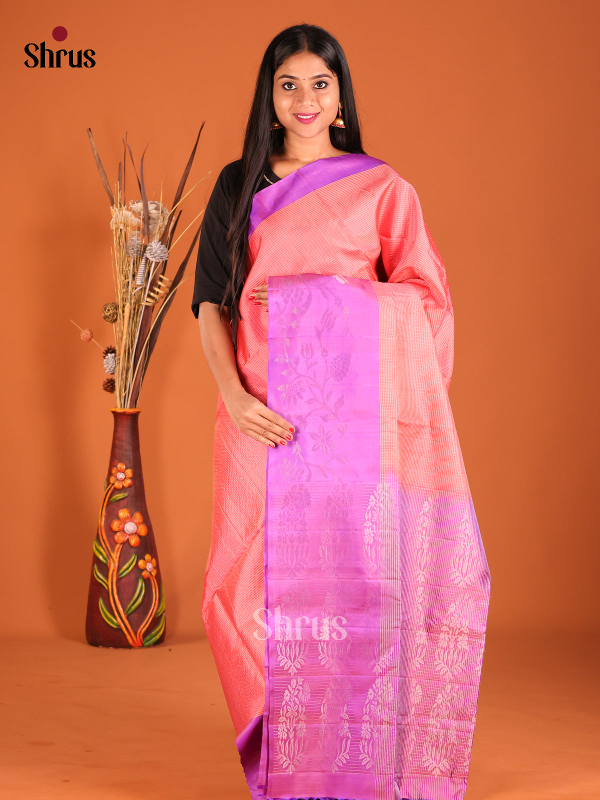 DHS01133 - Soft Silk Saree - Shop on Shrus.com