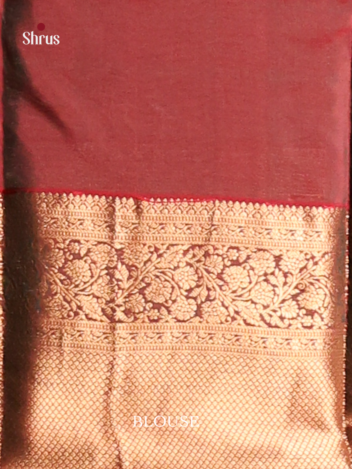 Blue & Maroon Softsilk-halfpure Saree with gold zari floral buttas