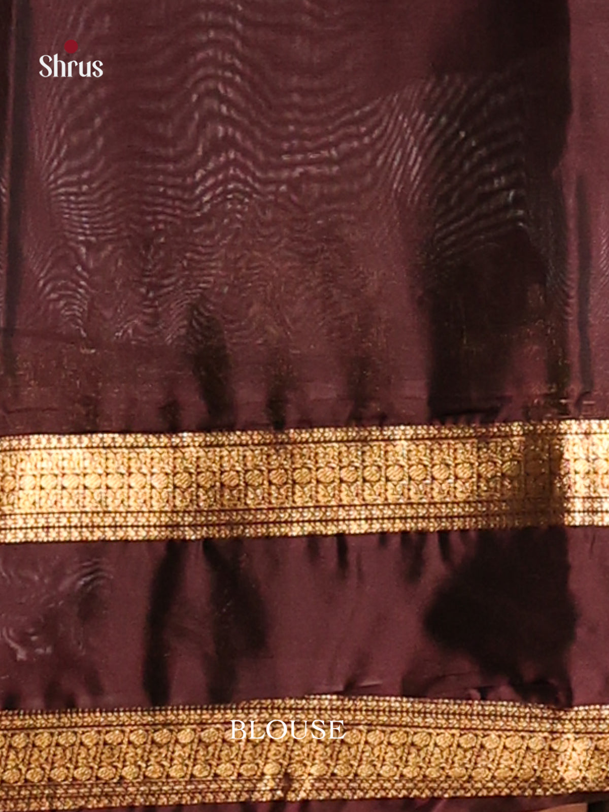 Grey & Brown Softsilk-halfpure Saree with gold zari rettaipet border - Shop on Shrus.com