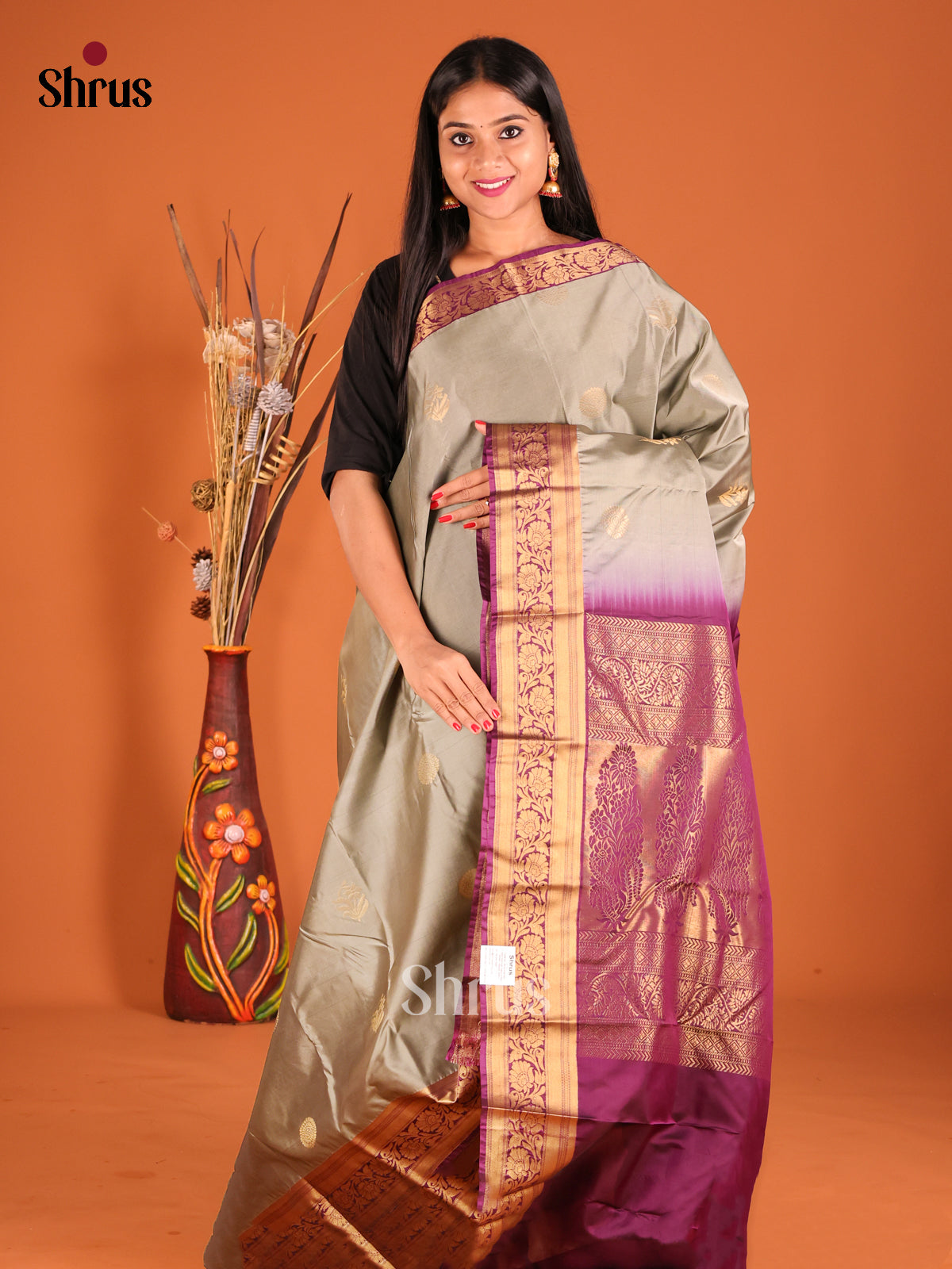 DHS01154 - Softsilk-halfpure Saree - Shop on Shrus.com