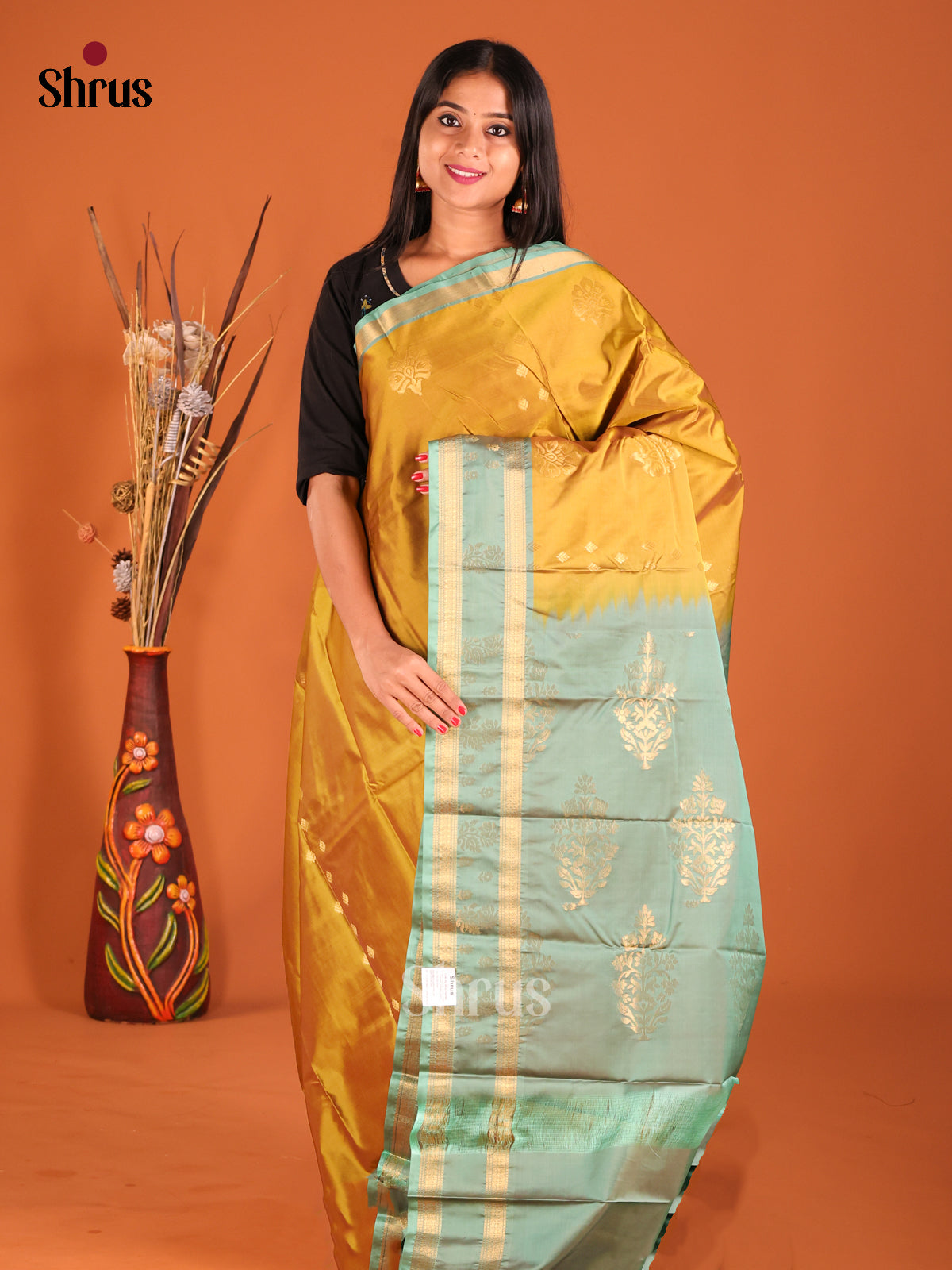 DHS01155 - Softsilk-halfpure Saree - Shop on Shrus.com