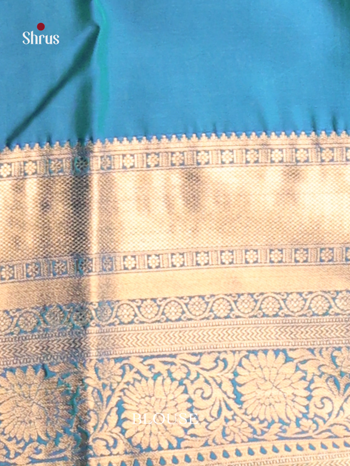 Pista Green & Blue Softsilk-halfpure Saree with contrast zari border - Shop on Shrus.com