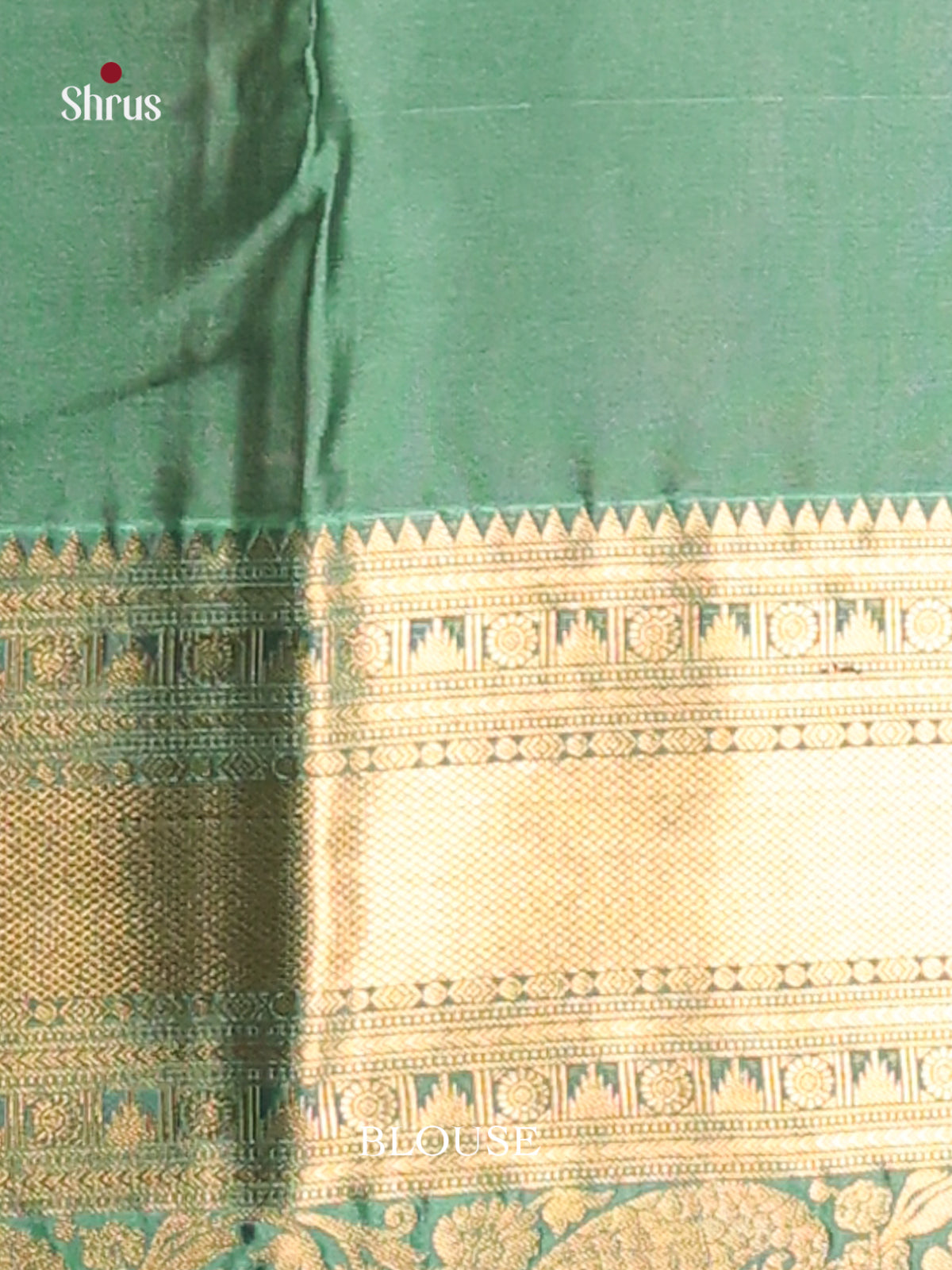 Mustardy Green & Green Softsilk-halfpure Saree with contrast traditional zari border - Shop on Shrus.com