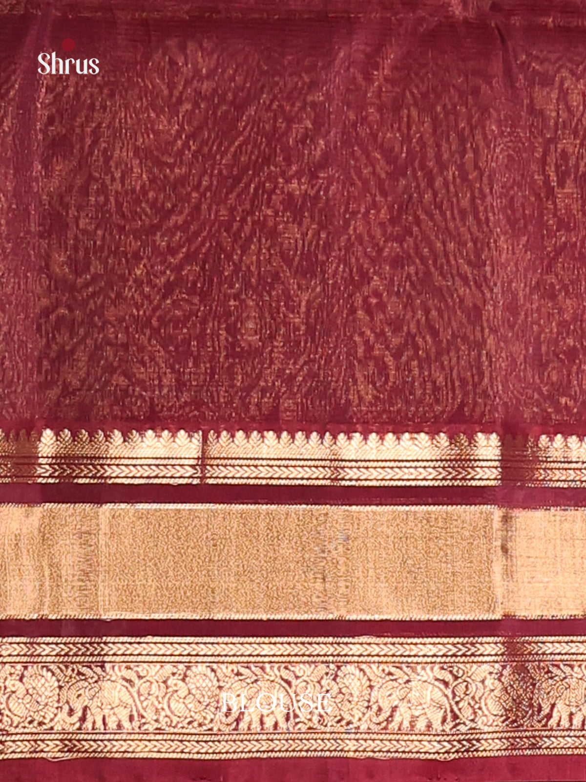 Brown & Maroon Silk Cotton Saree with zari brocade pallu