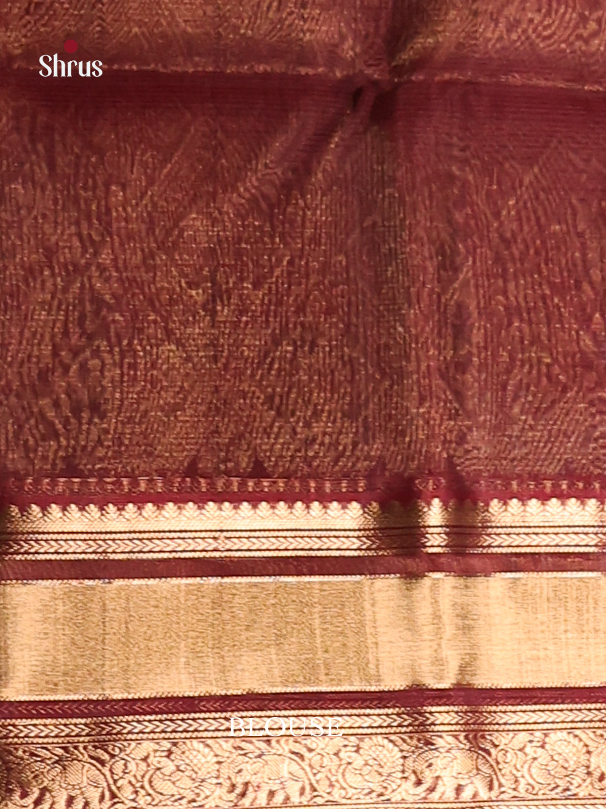 Green & Maroon Silk Cotton Saree with contrast zari brocade pallu - Shop on Shrus.com