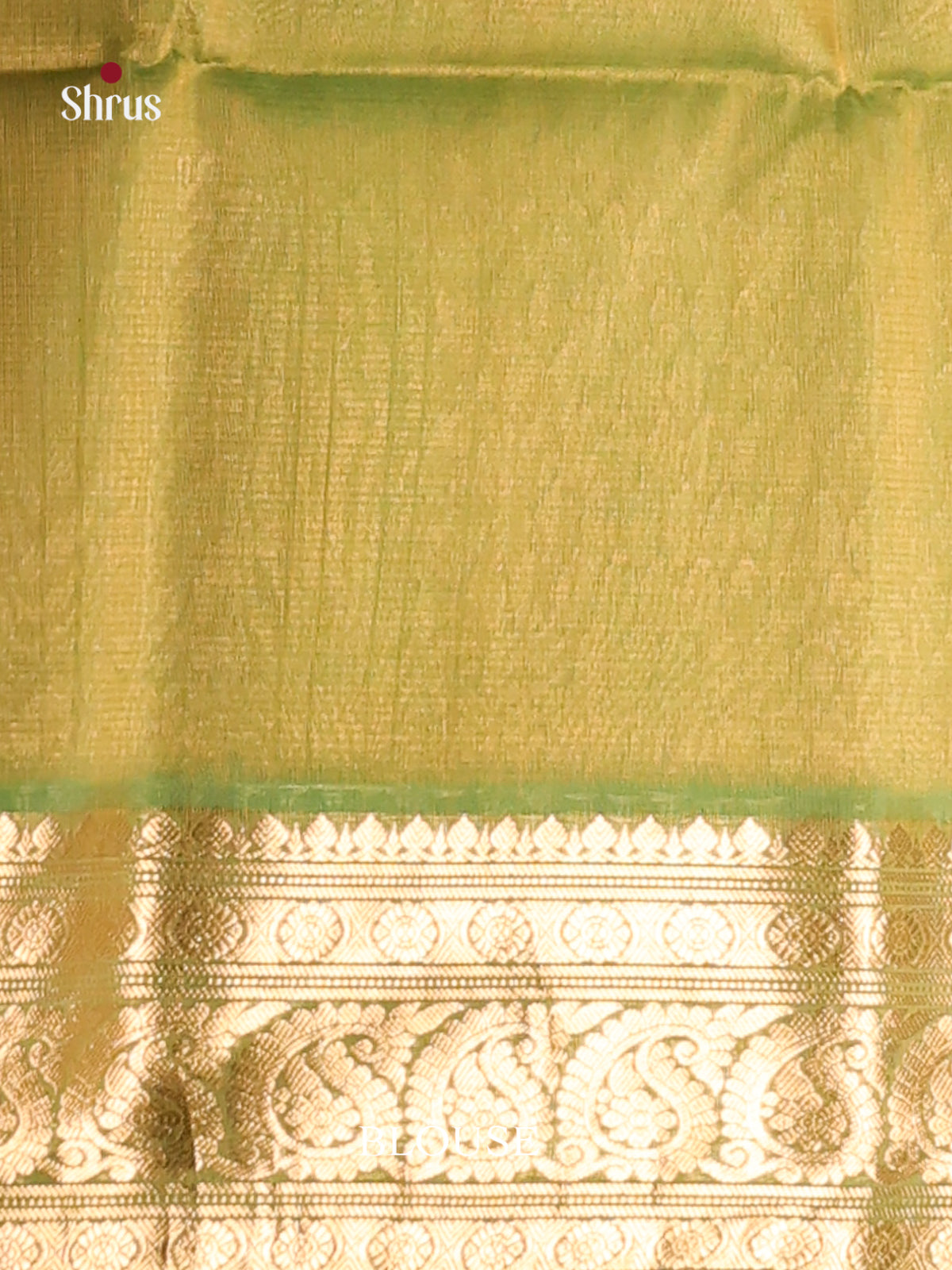 Beige & Green Silk Cotton Saree with zari paisleys buttas - Shop on Shrus.com