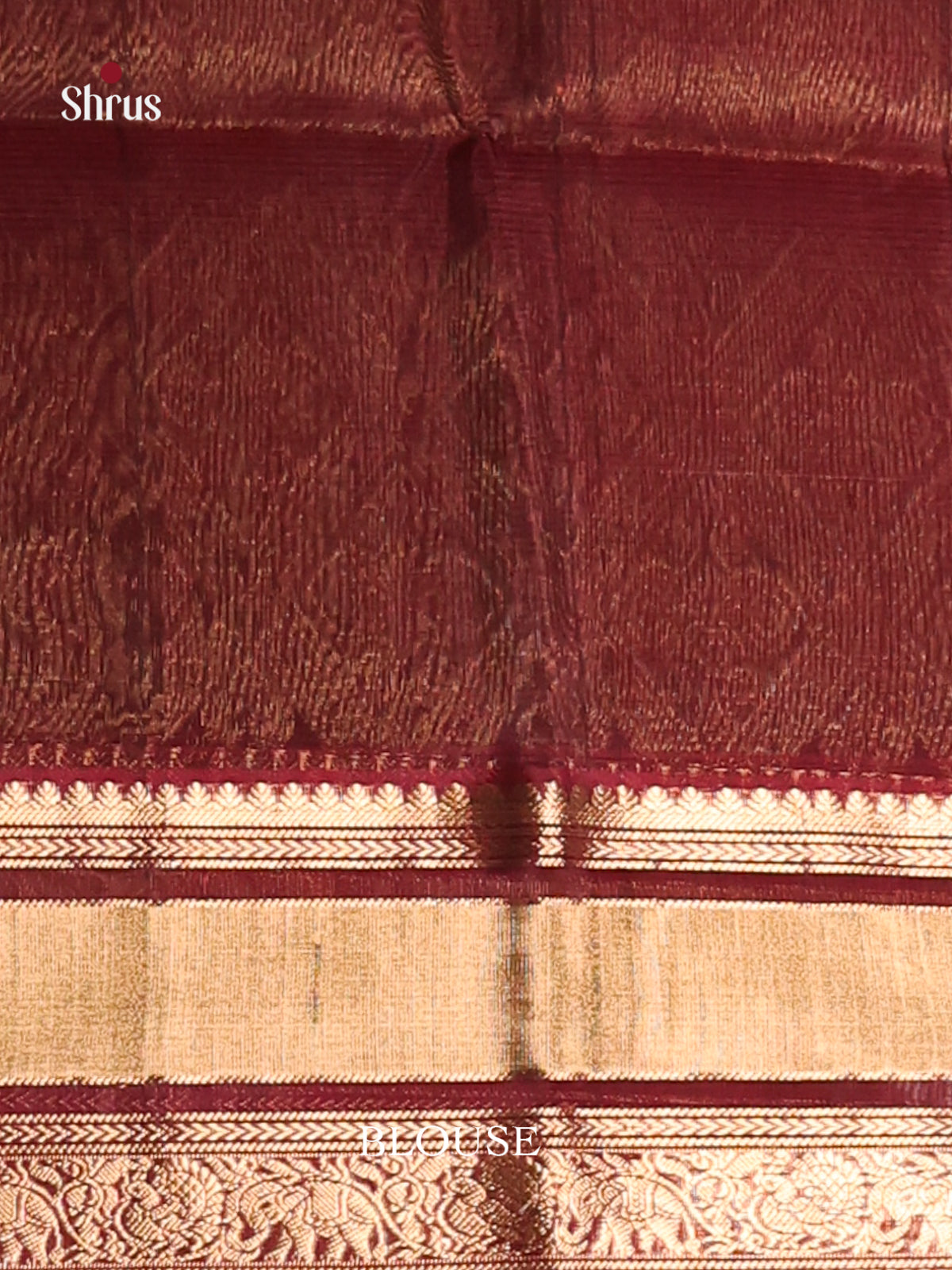 Brown & Maroon Silk Cotton Saree with korvai zari border