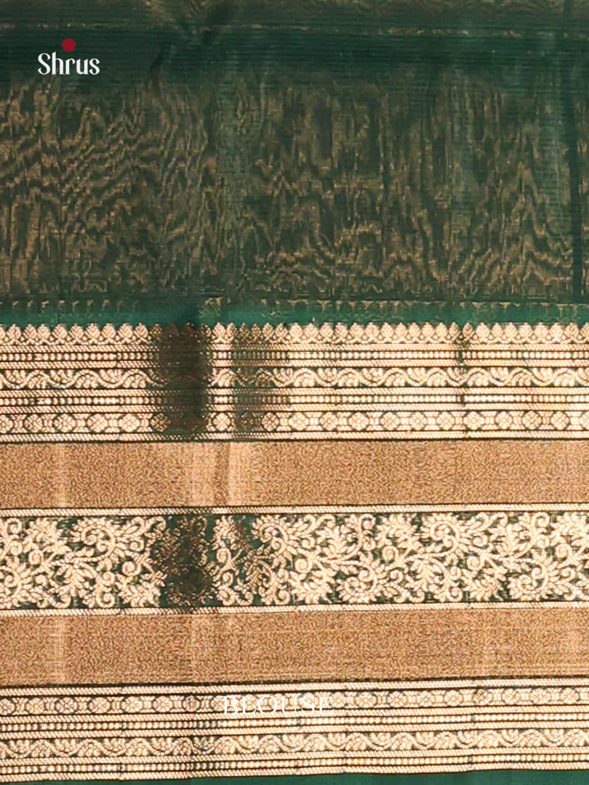 Mehandi & Green Silk Cotton Saree with rich zari brocade pallu - Shop on Shrus.com