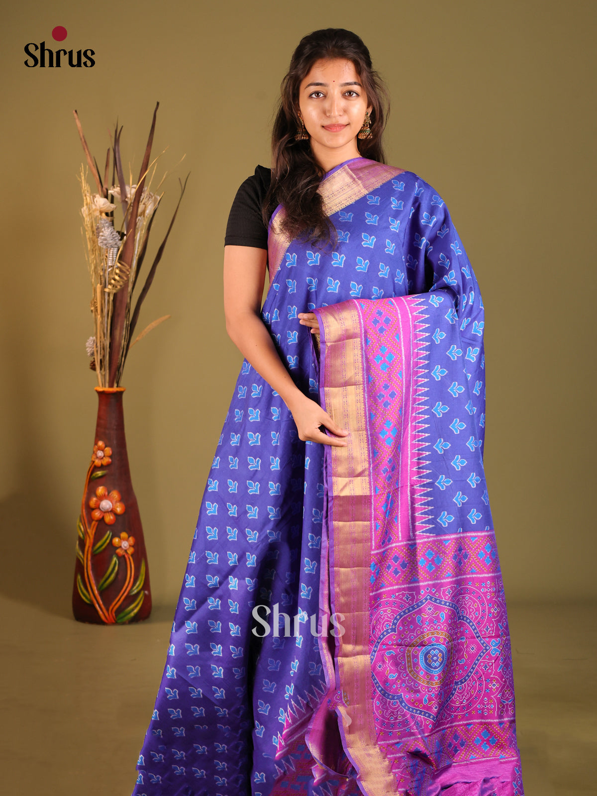 Blue & Purple - Semi Patola Saree