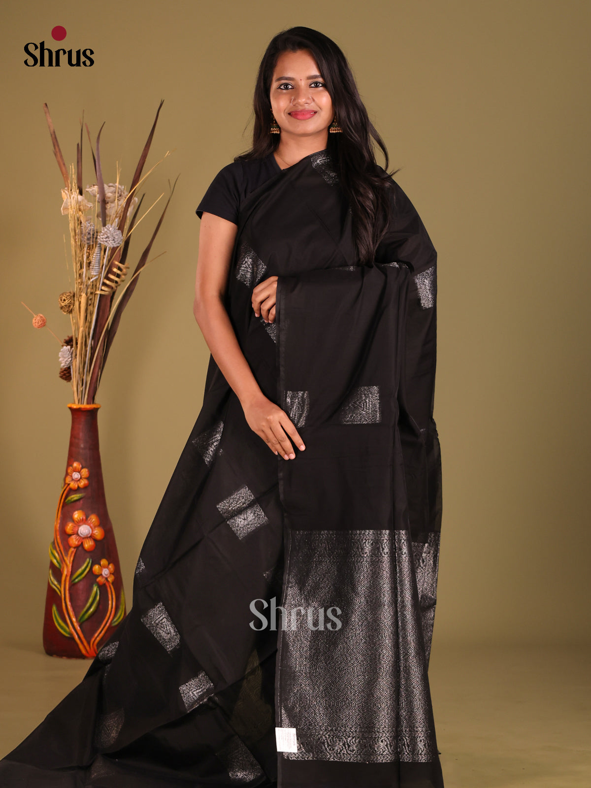 Black - Semi Silkcotton Saree