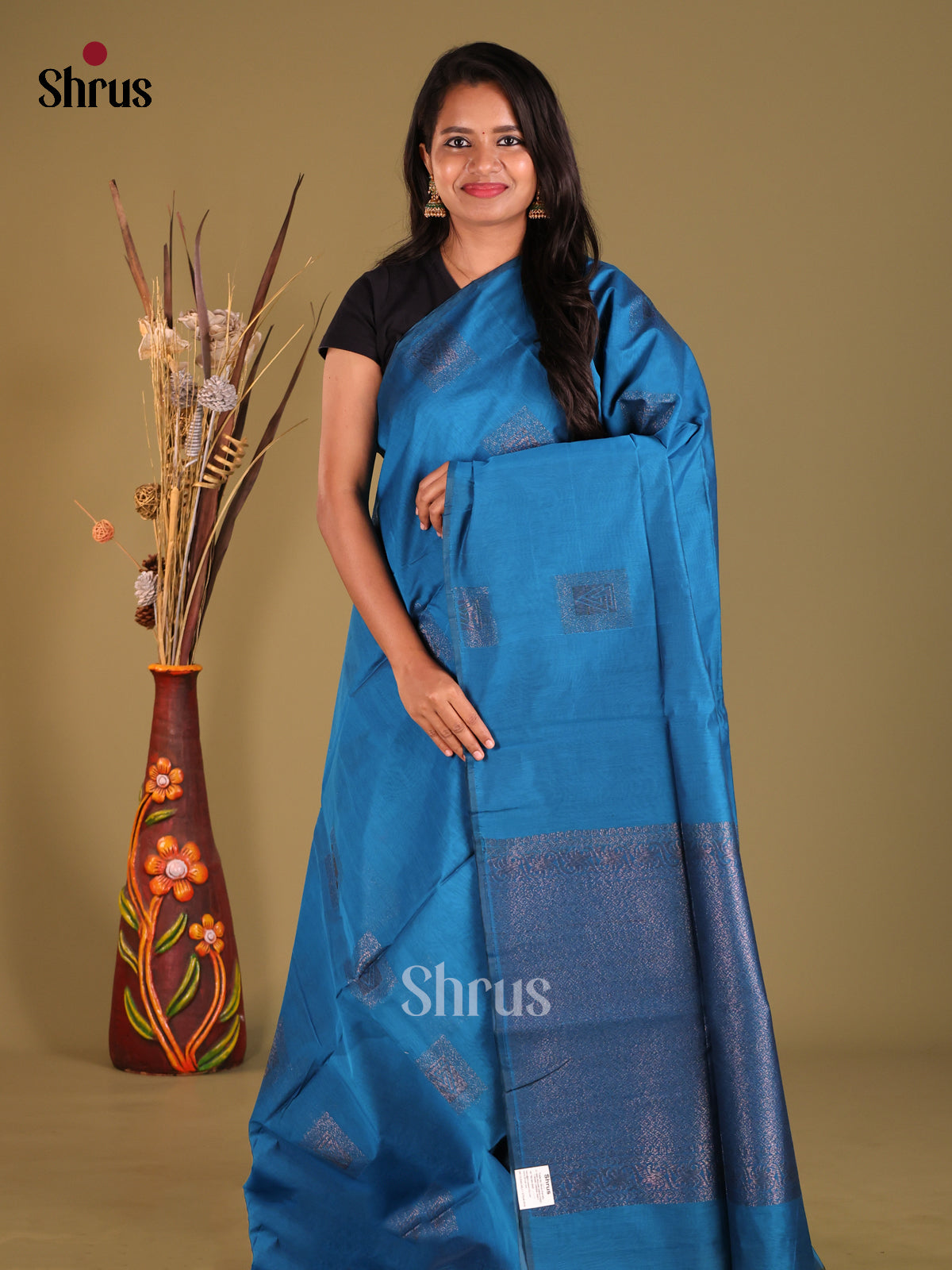 Blue - Semi Silkcotton Saree