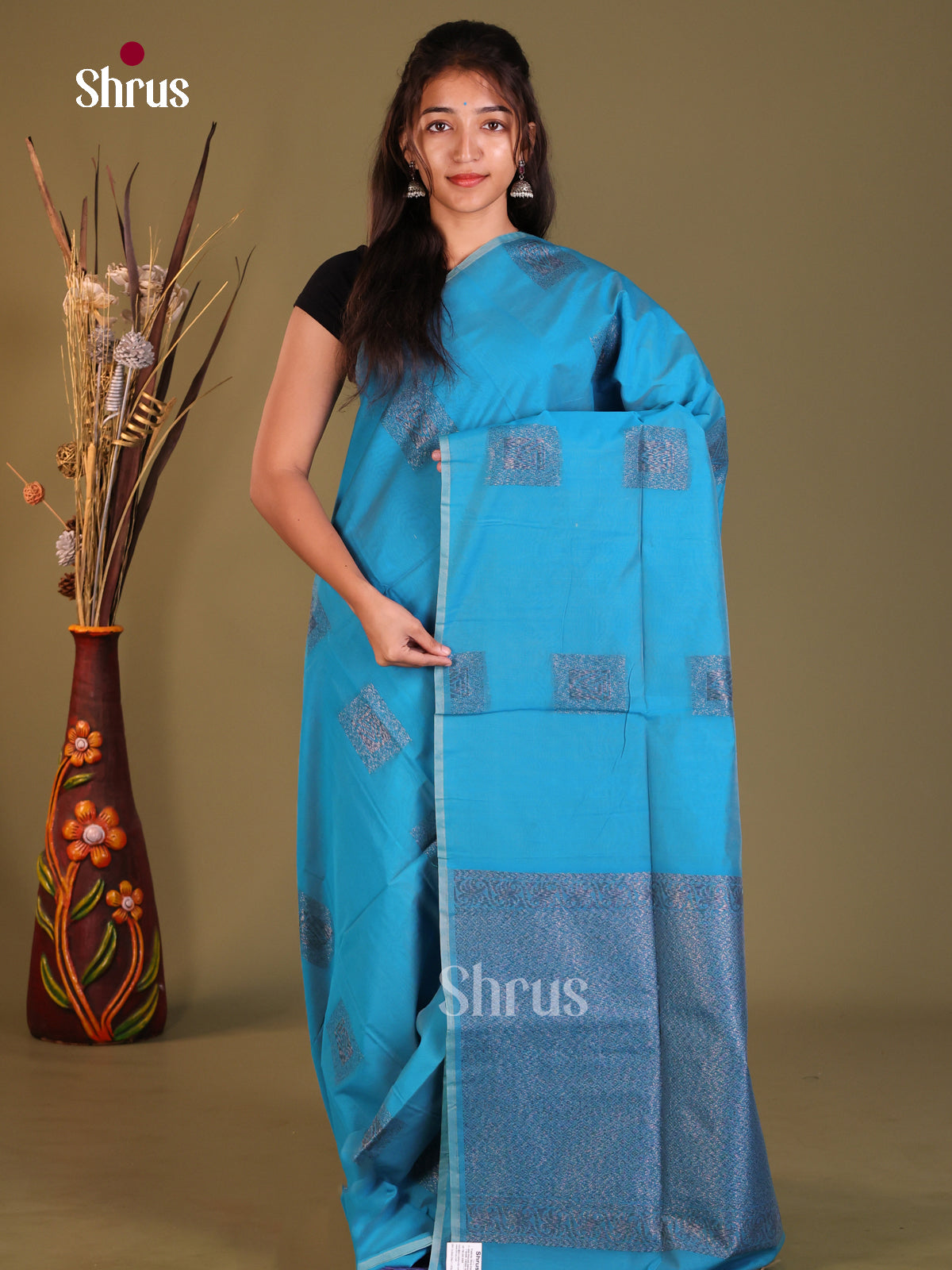 Blue - Semi Silkcotton Saree