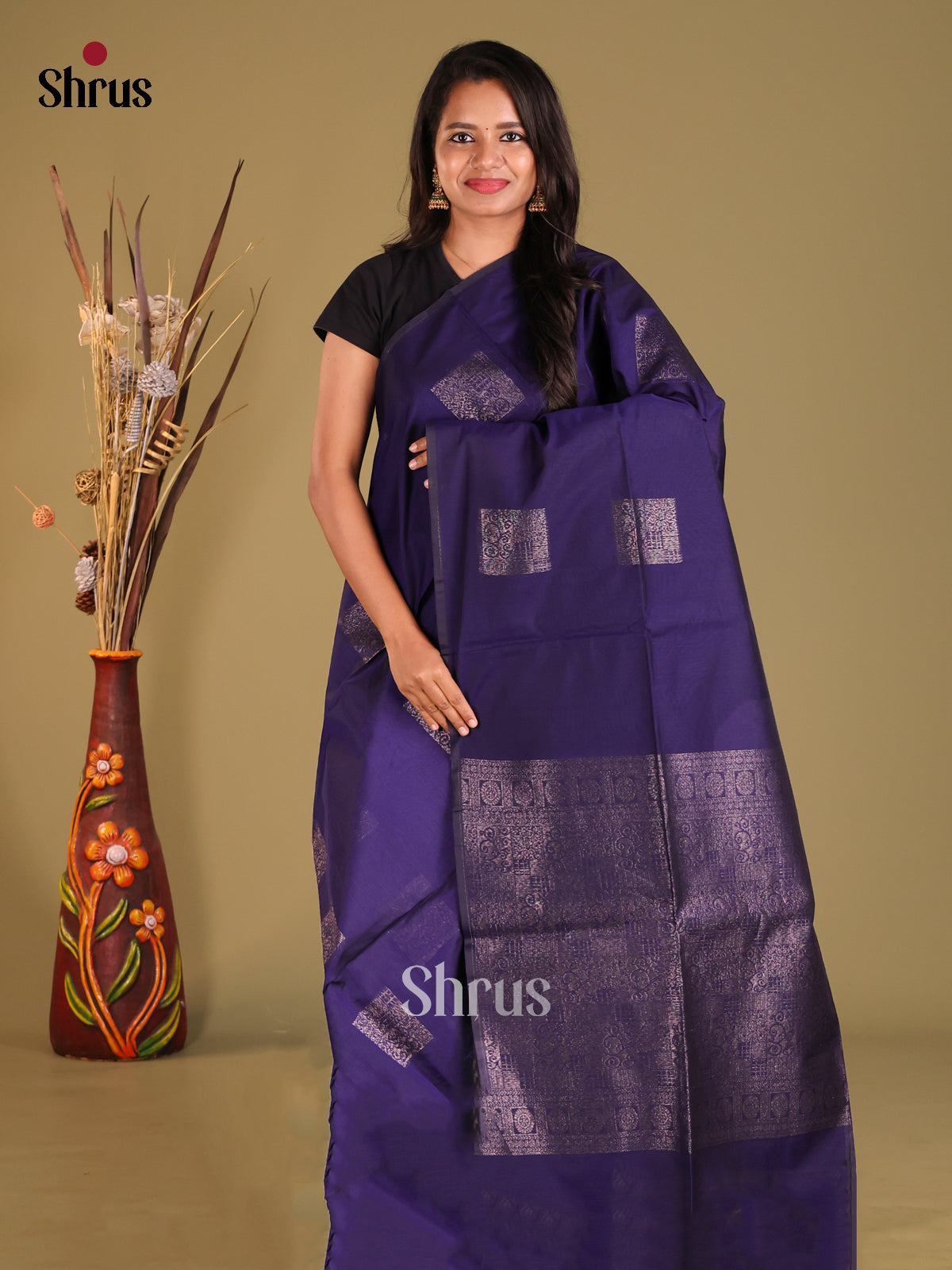 Blue - Semi Silkcotton Saree
