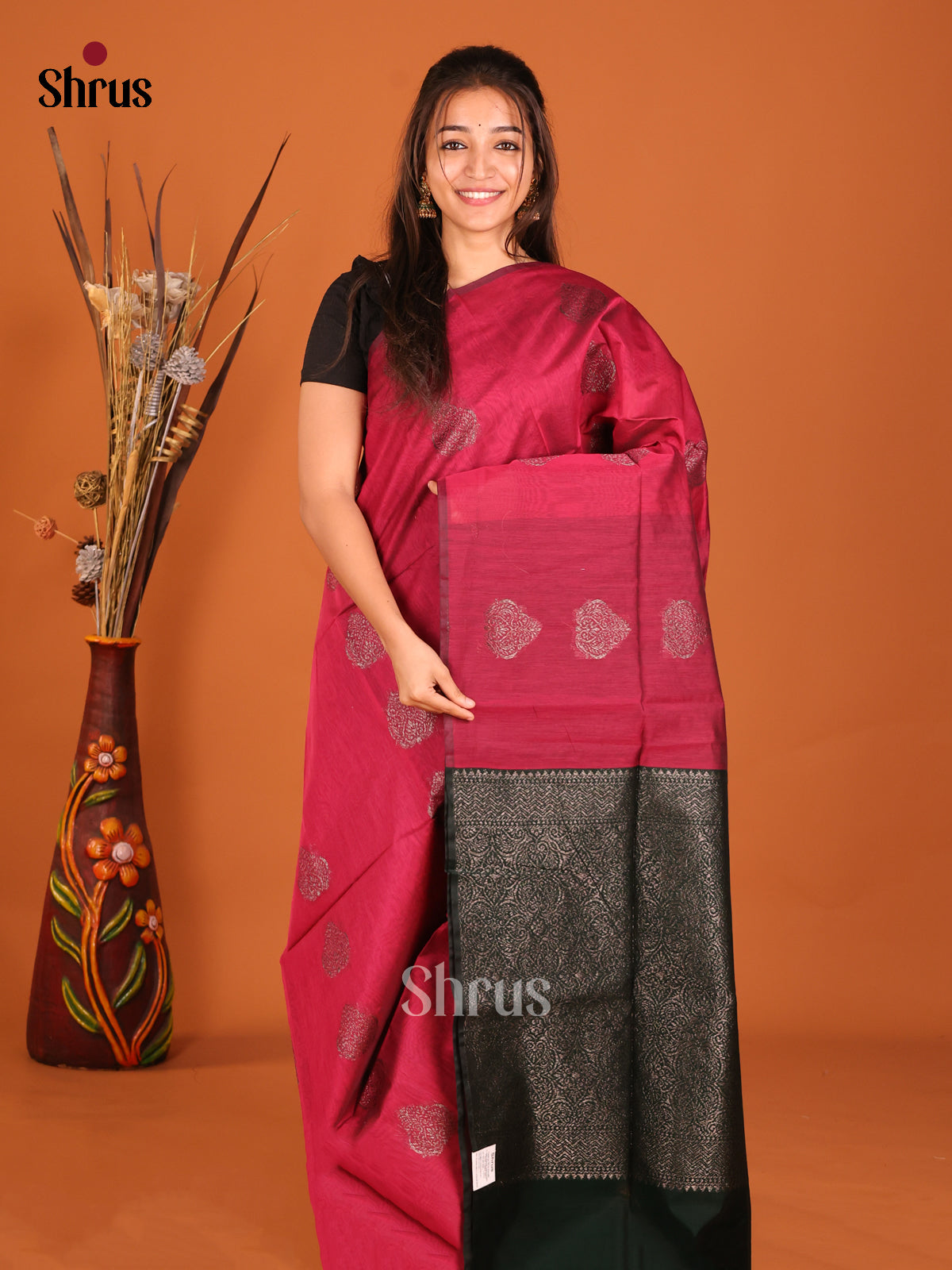 DHS02341 - Semi Silkcotton Saree - Shop on Shrus.com