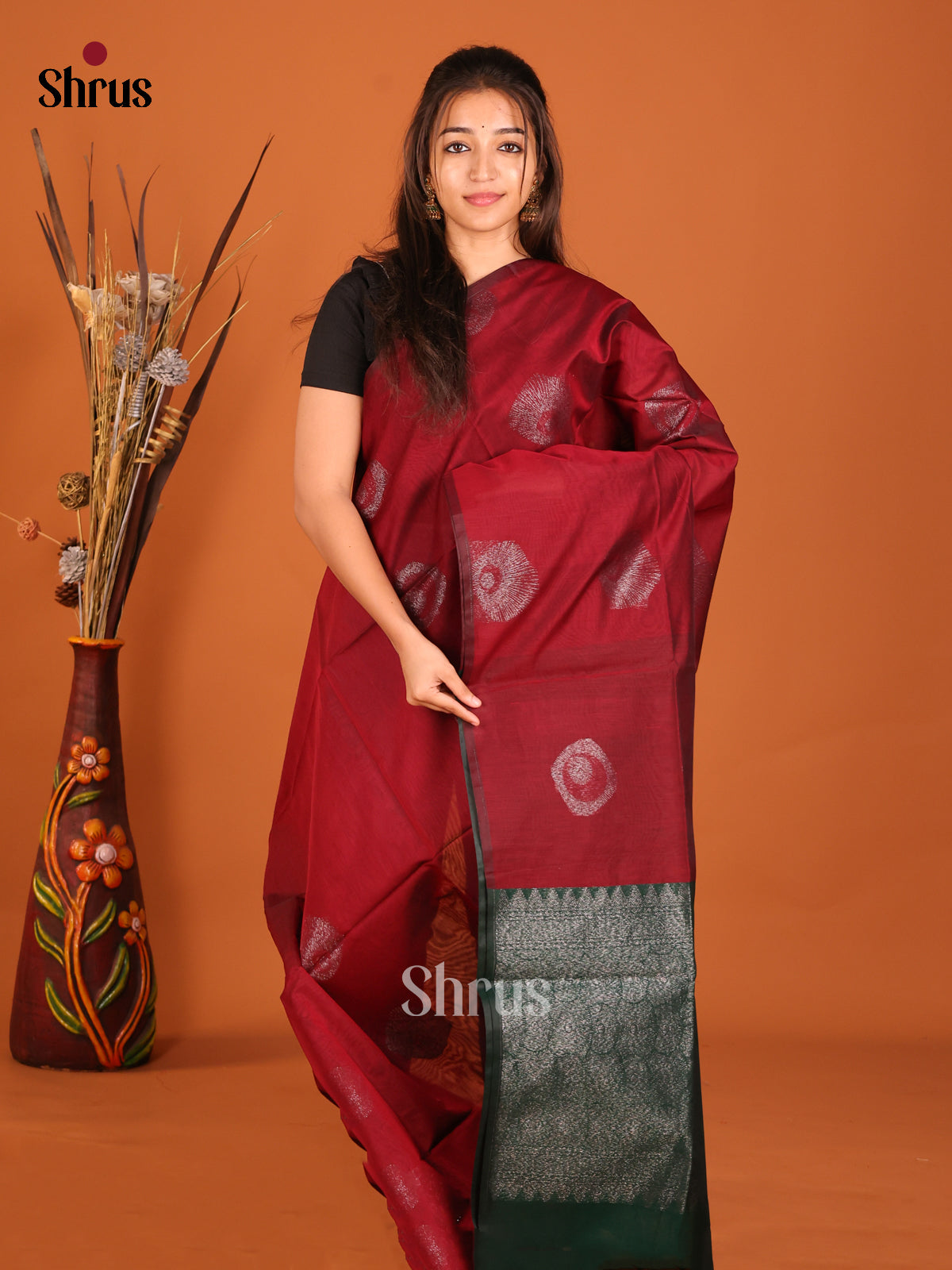 DHS02343 - Semi Silkcotton Saree - Shop on Shrus.com
