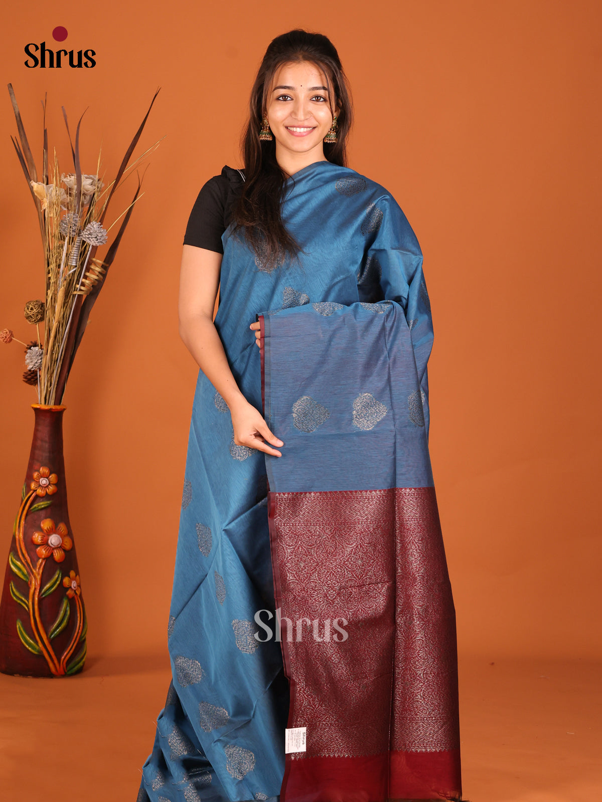 DHS02351 - Semi Silkcotton Saree - Shop on Shrus.com