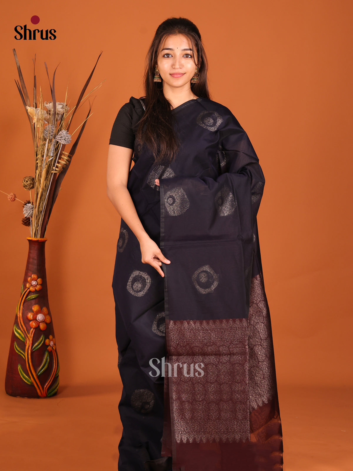 DHS02357 - Semi Silkcotton Saree - Shop on Shrus.com