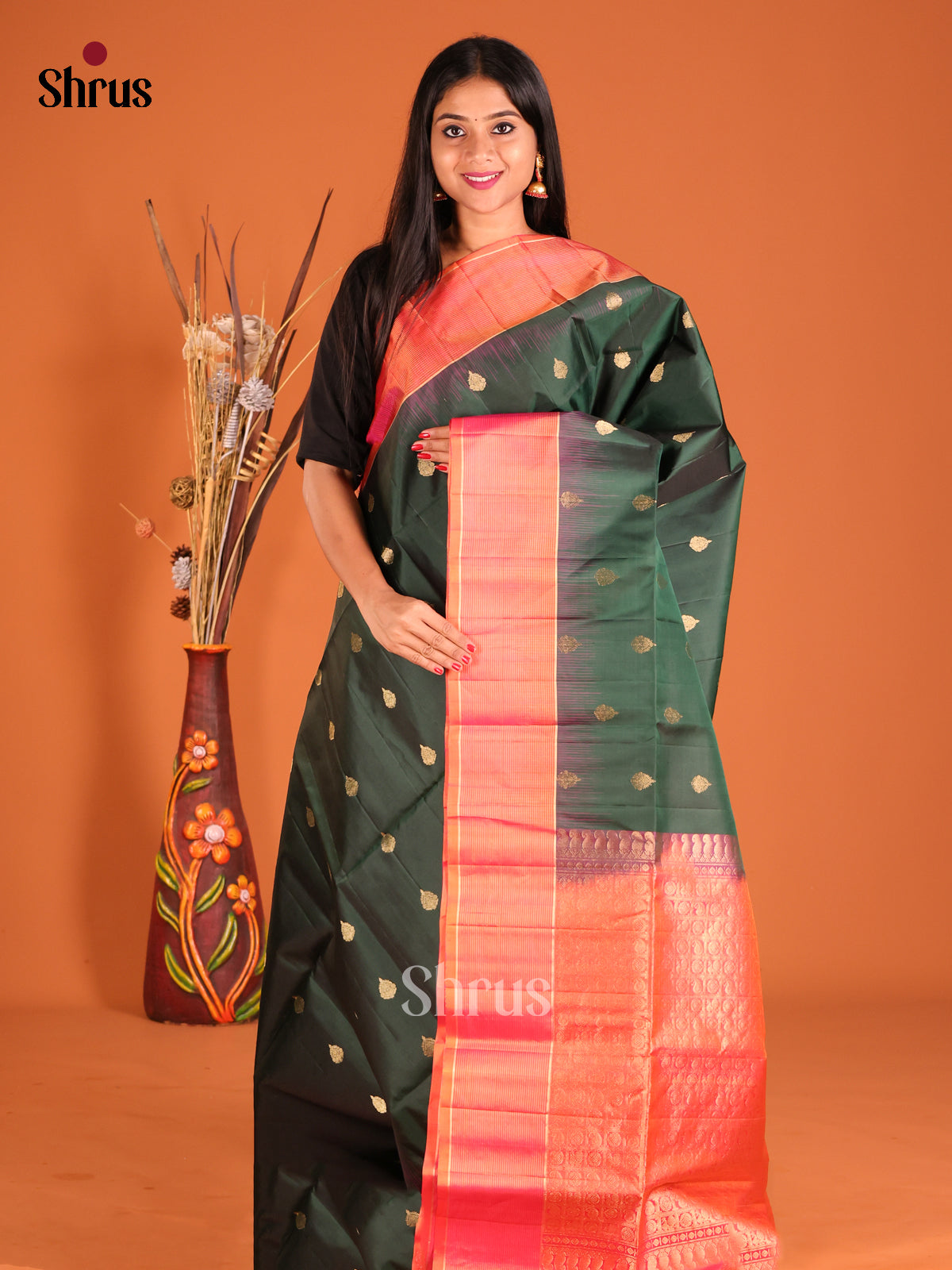 DHS04030 - Soft Silk Saree - Shop on Shrus.com