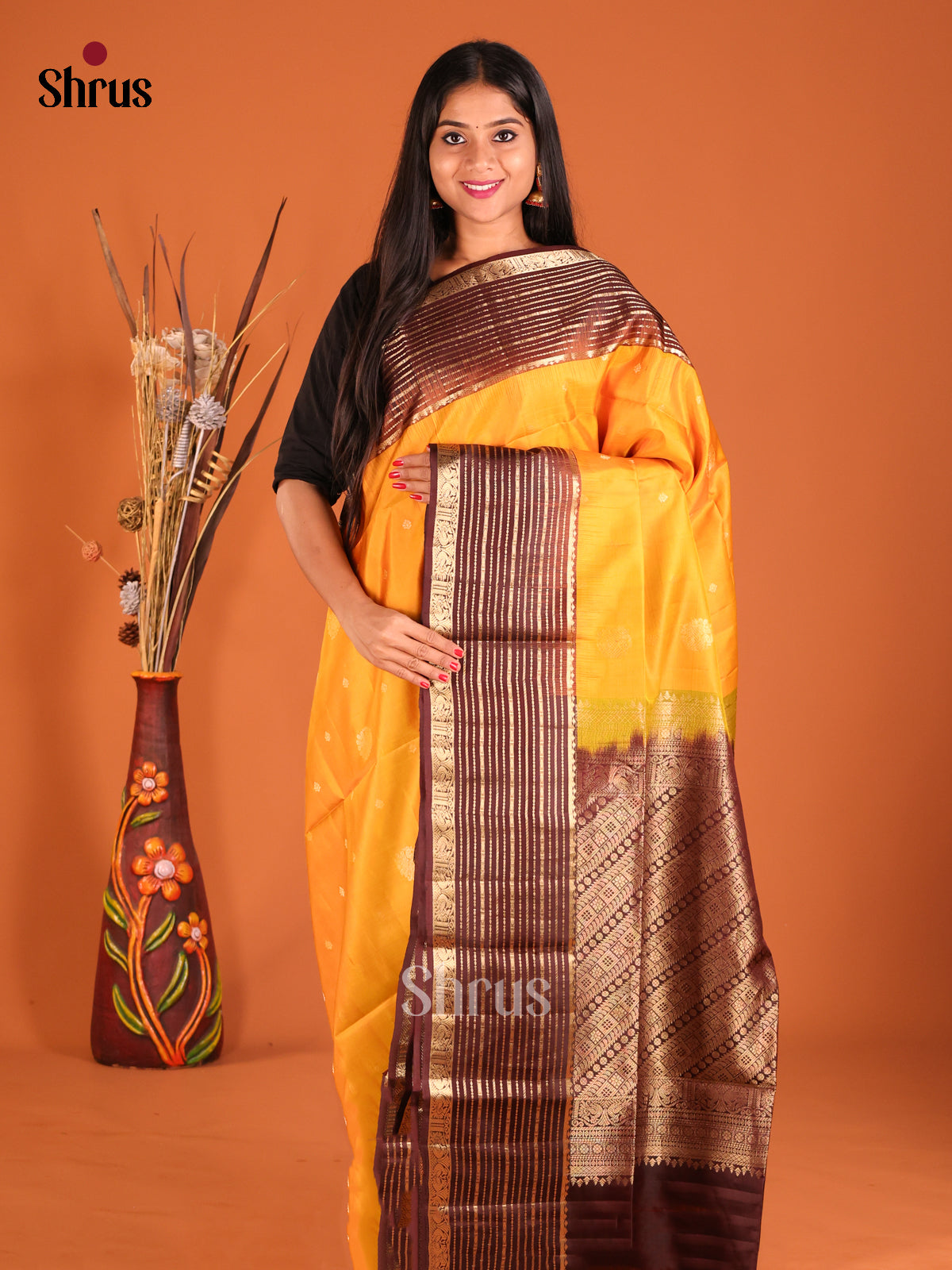DHS04061 - Soft Silk Saree - Shop on Shrus.com