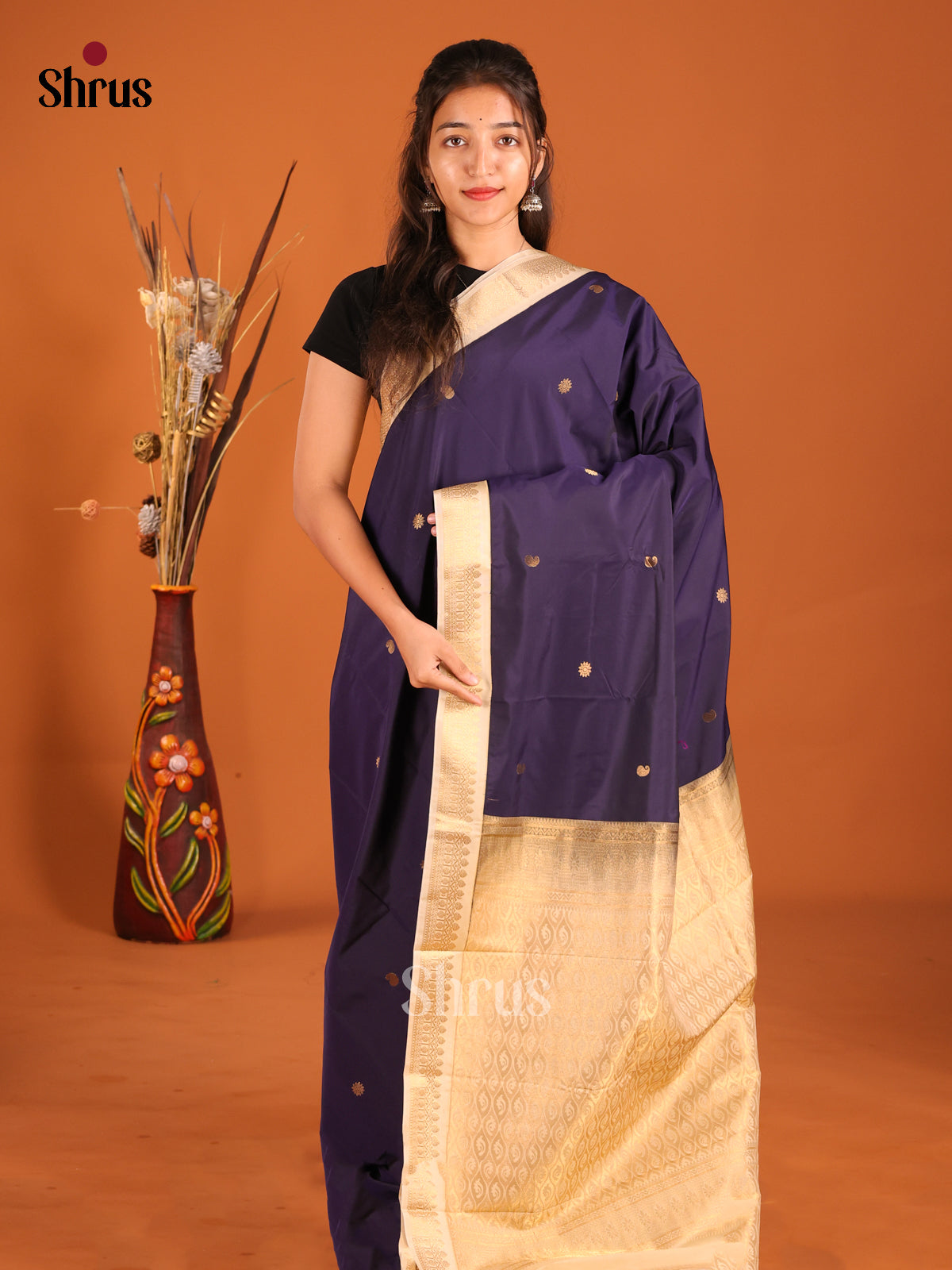 DHS04095 - Semi Kanchipuram Saree - Shop on Shrus.com