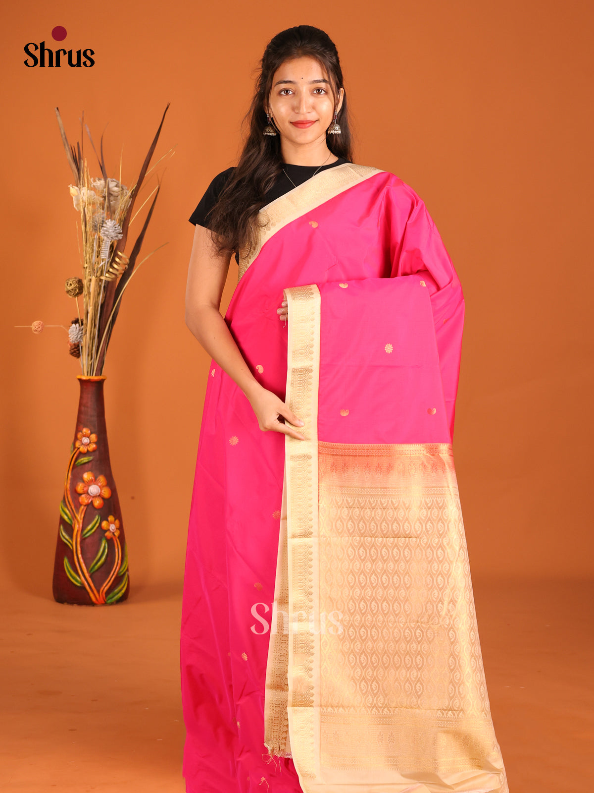 DHS04097 - Semi Kanchipuram Saree - Shop on Shrus.com