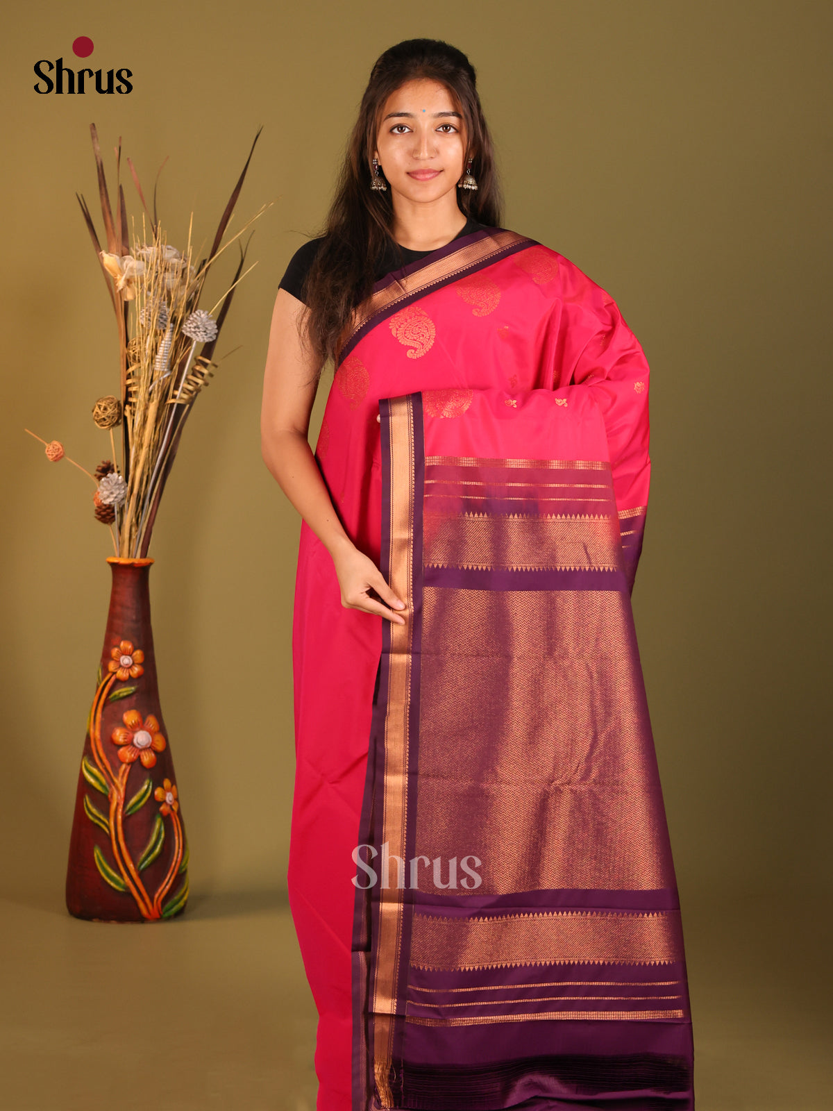 DHS04104 - Semi Kanchipuram Saree - Shop on Shrus.com