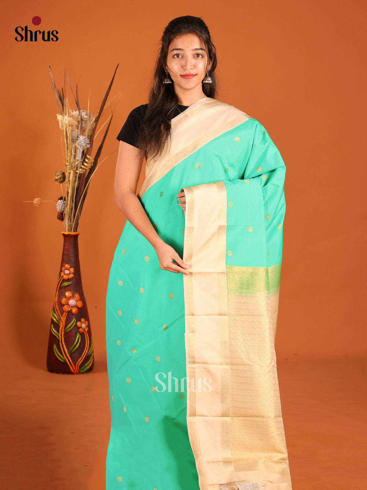 Pastel Green & Cream- Semi Kanchipuram Saree