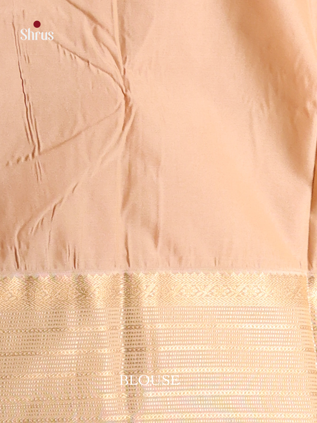 Orangish Pink & Cream - Semi Kanchipuram Saree - Shop on Shrus.com