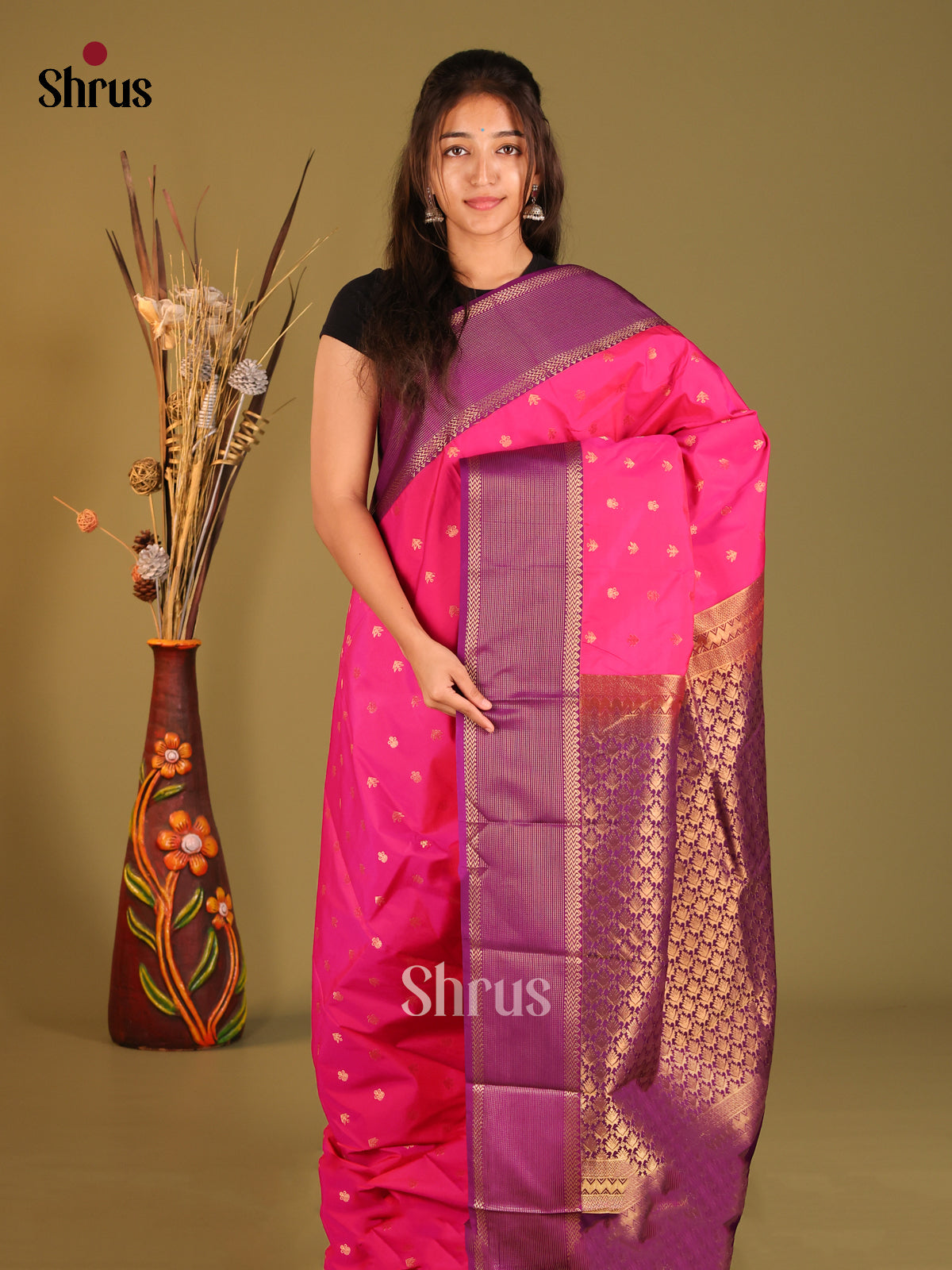 Pink & Purple- Semi Kanchipuram Saree