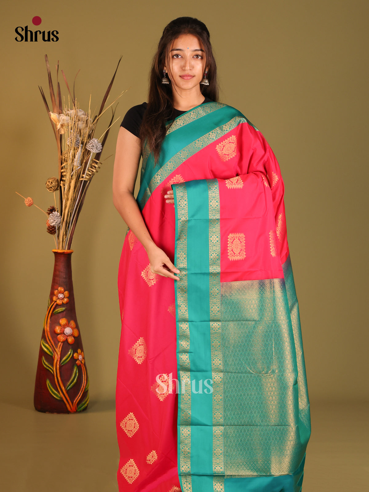 Red & Green - Semi Kanchipuram Saree