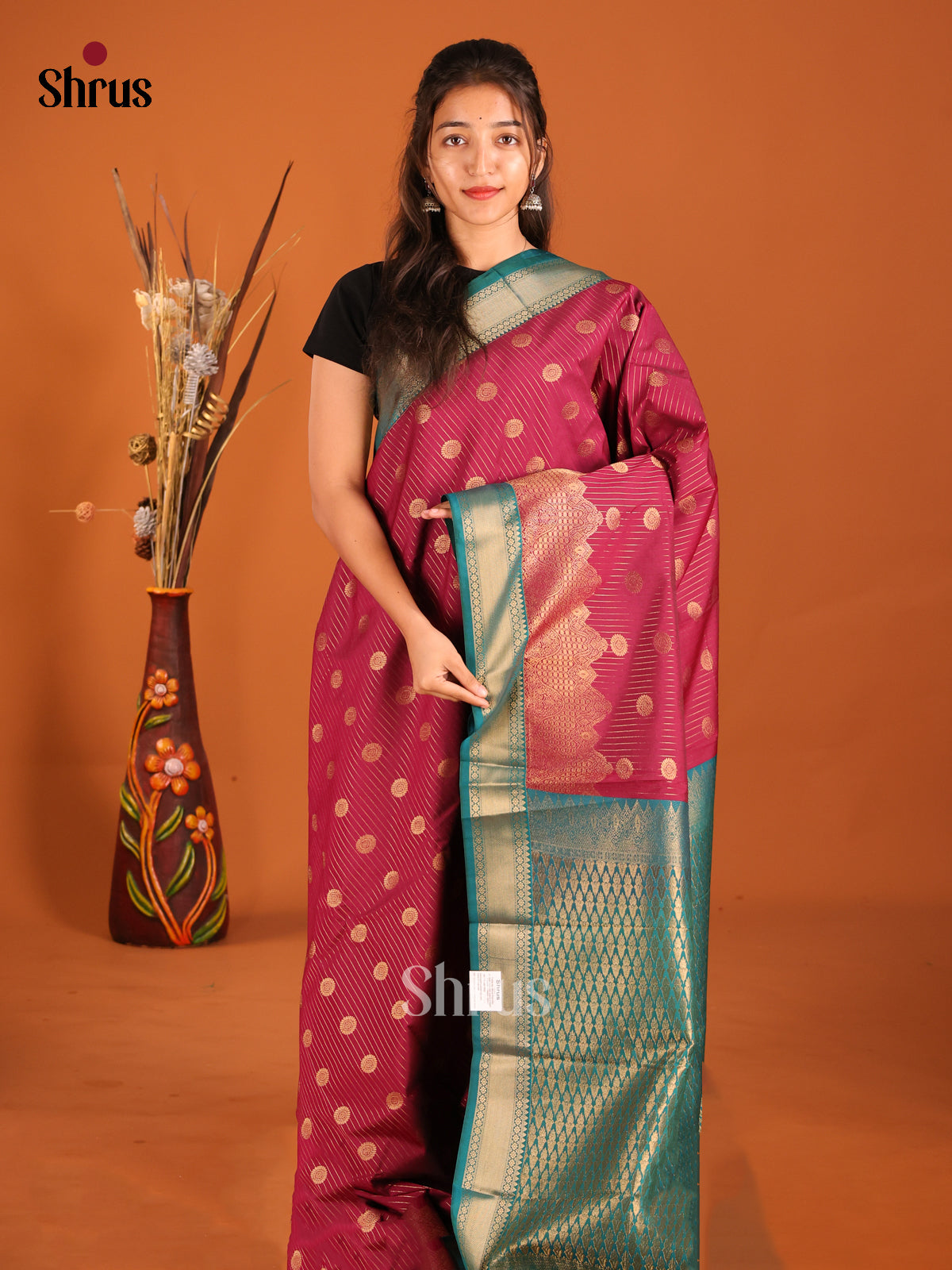 maroon & Green - Semi Kanchipuram Saree