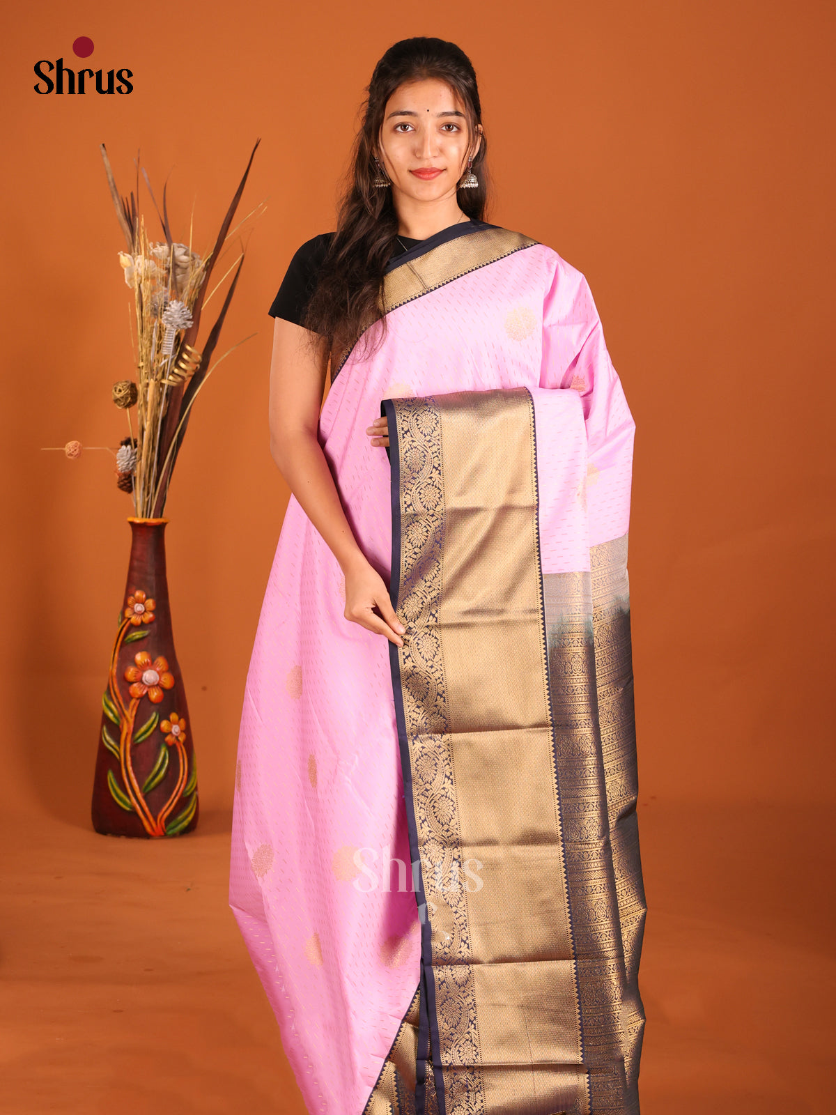 Pink & Blue - Semi Kanchipuram Saree