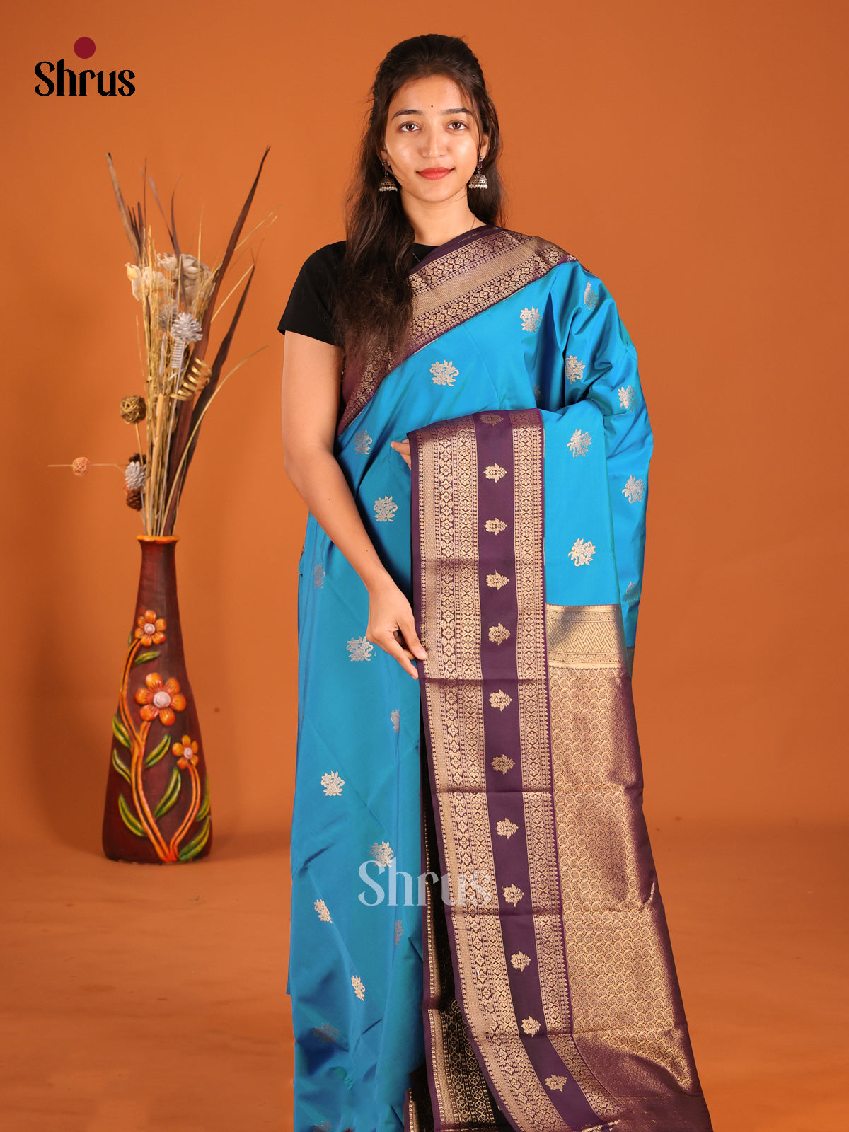 Blue & Purple - Semi Kanchipuram Saree