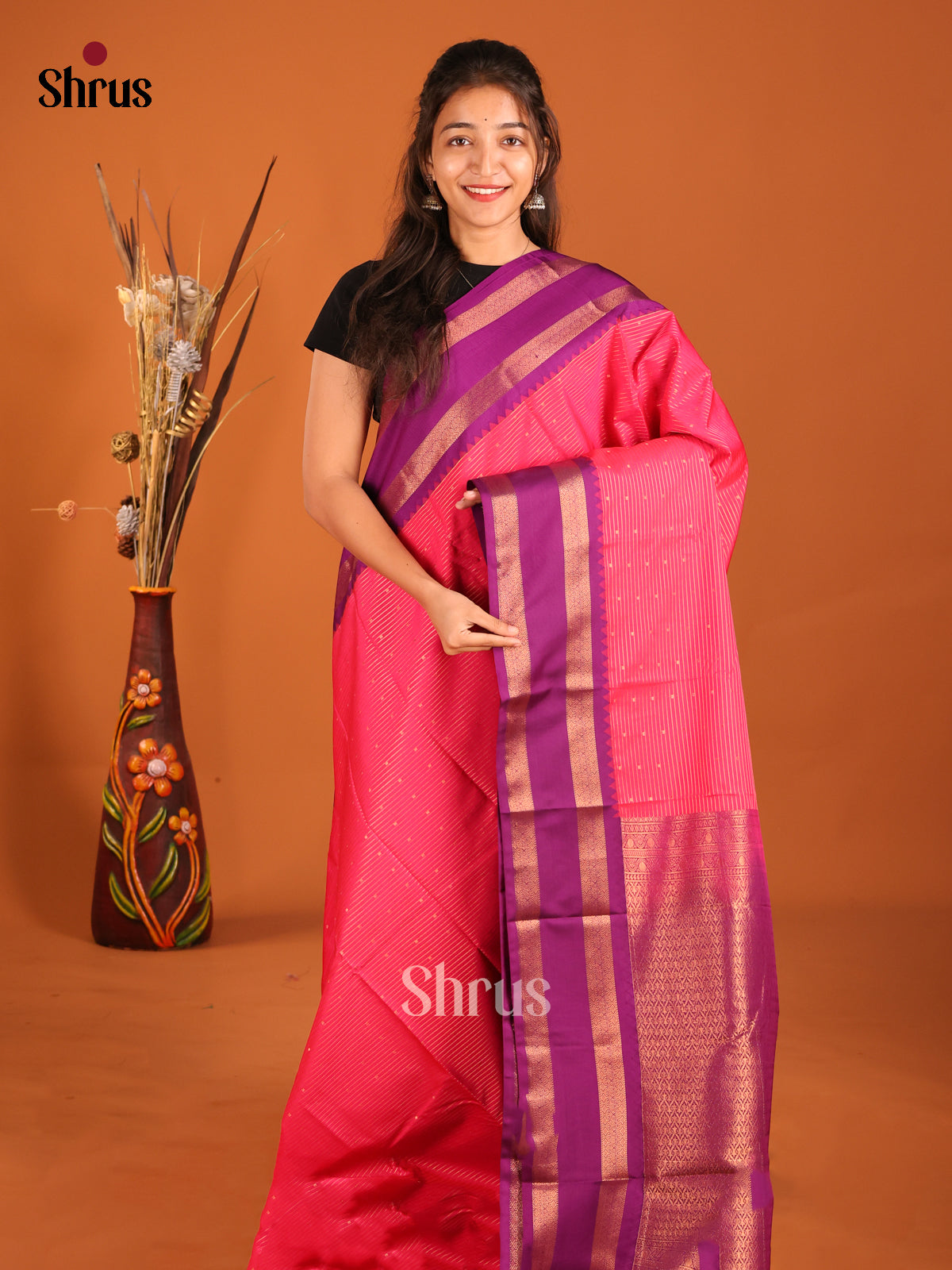 Pink & Purple- Semi Kanchipuram Saree