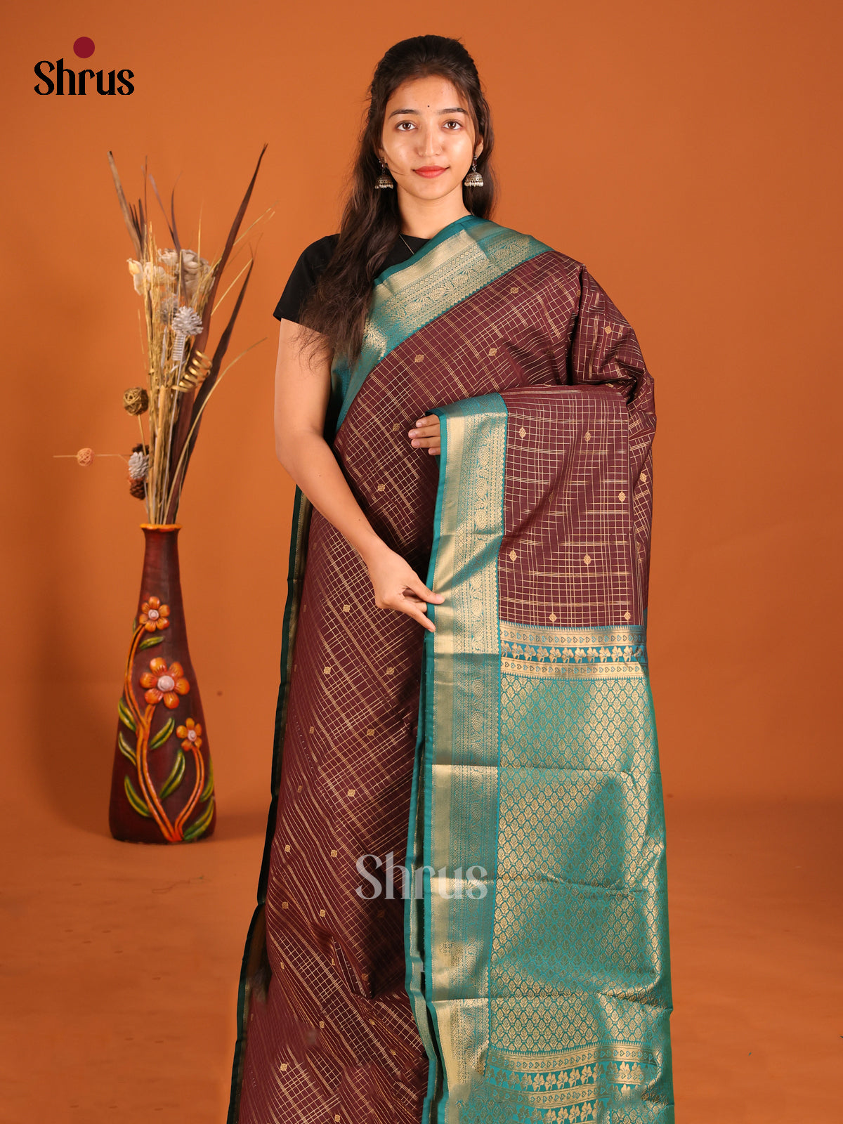 DHS04221 - Semi Kanchipuram Saree - Shop on Shrus.com