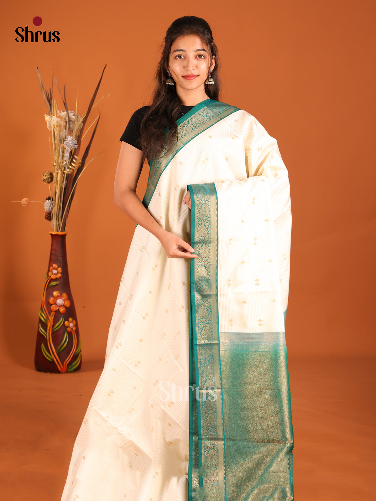 DHS04222 - Semi Kanchipuram Saree - Shop on Shrus.com