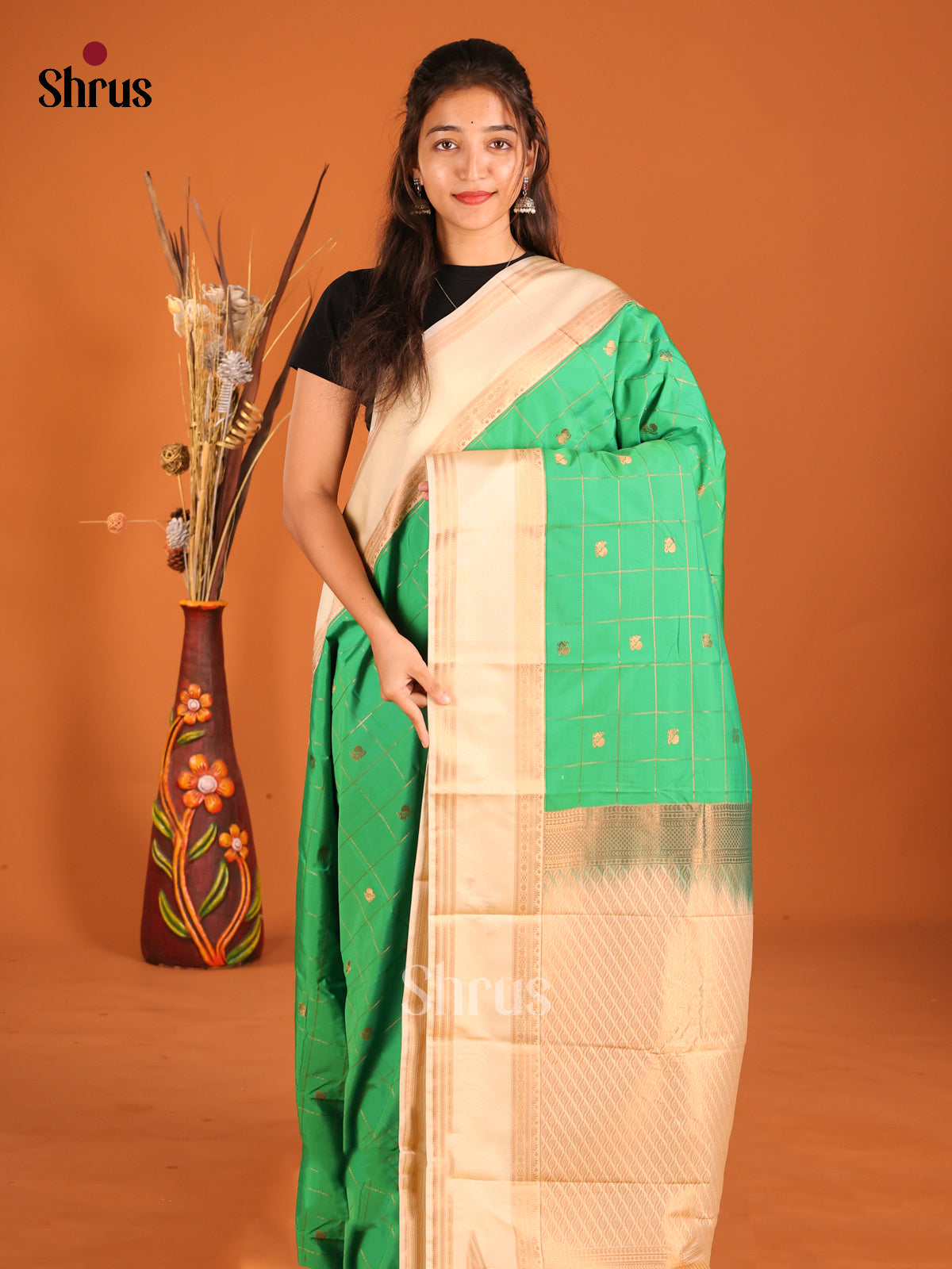 DHS04224 - Semi Kanchipuram Saree - Shop on Shrus.com