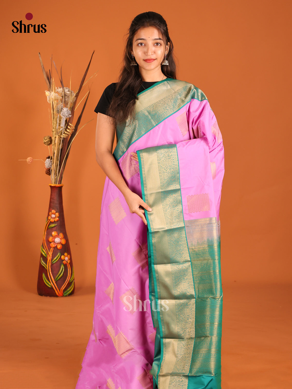 DHS04259 - Semi Kanchipuram Saree - Shop on Shrus.com