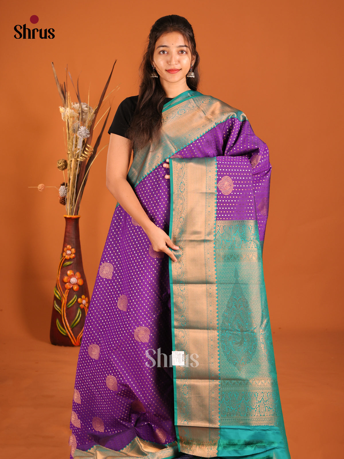 DHS04263 - Semi Kanchipuram Saree - Shop on Shrus.com