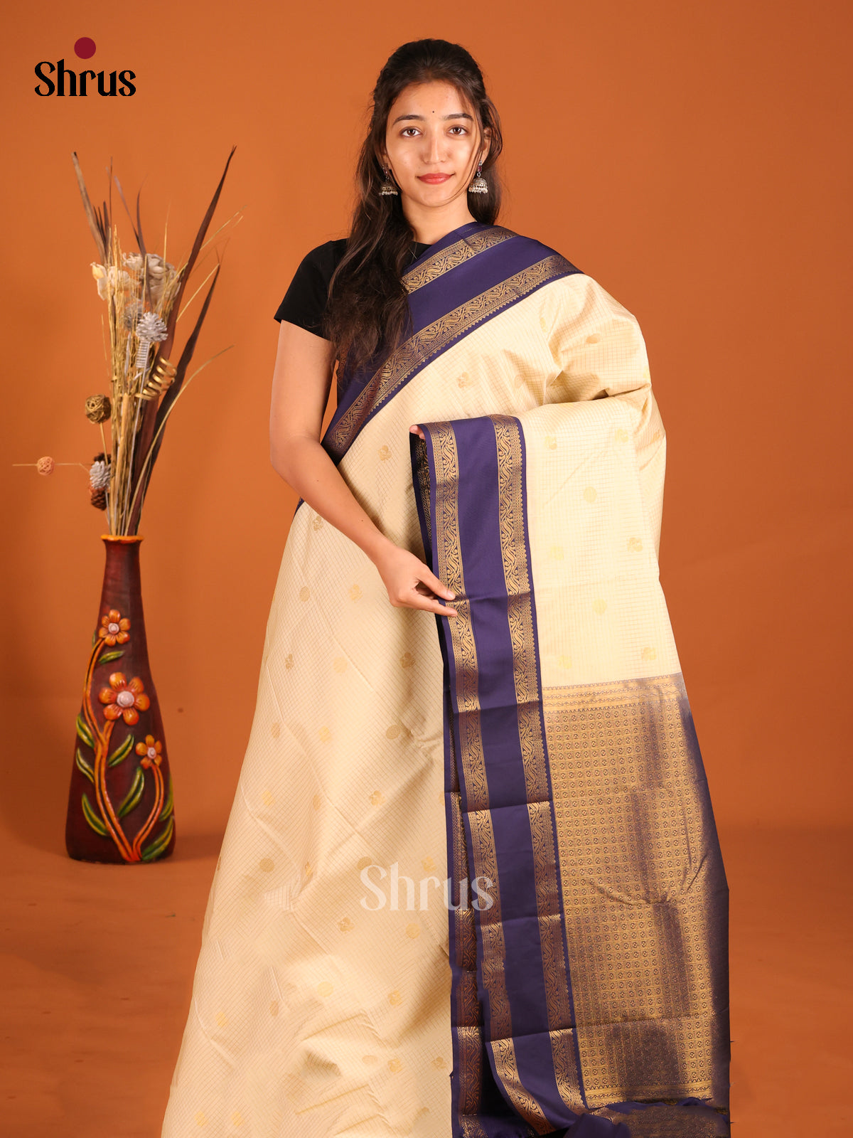 DHS04275 - Semi Kanchipuram Saree - Shop on Shrus.com